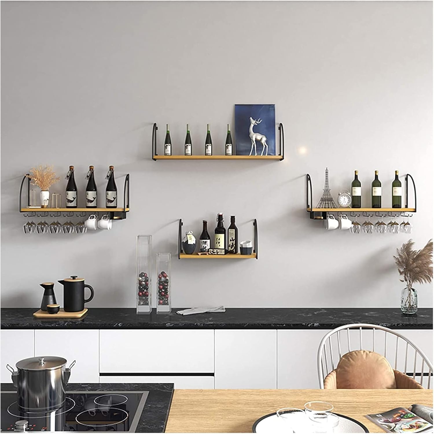 ALDEPO Wall-Mounted Wine Rack 2 Tier Metal Organizer