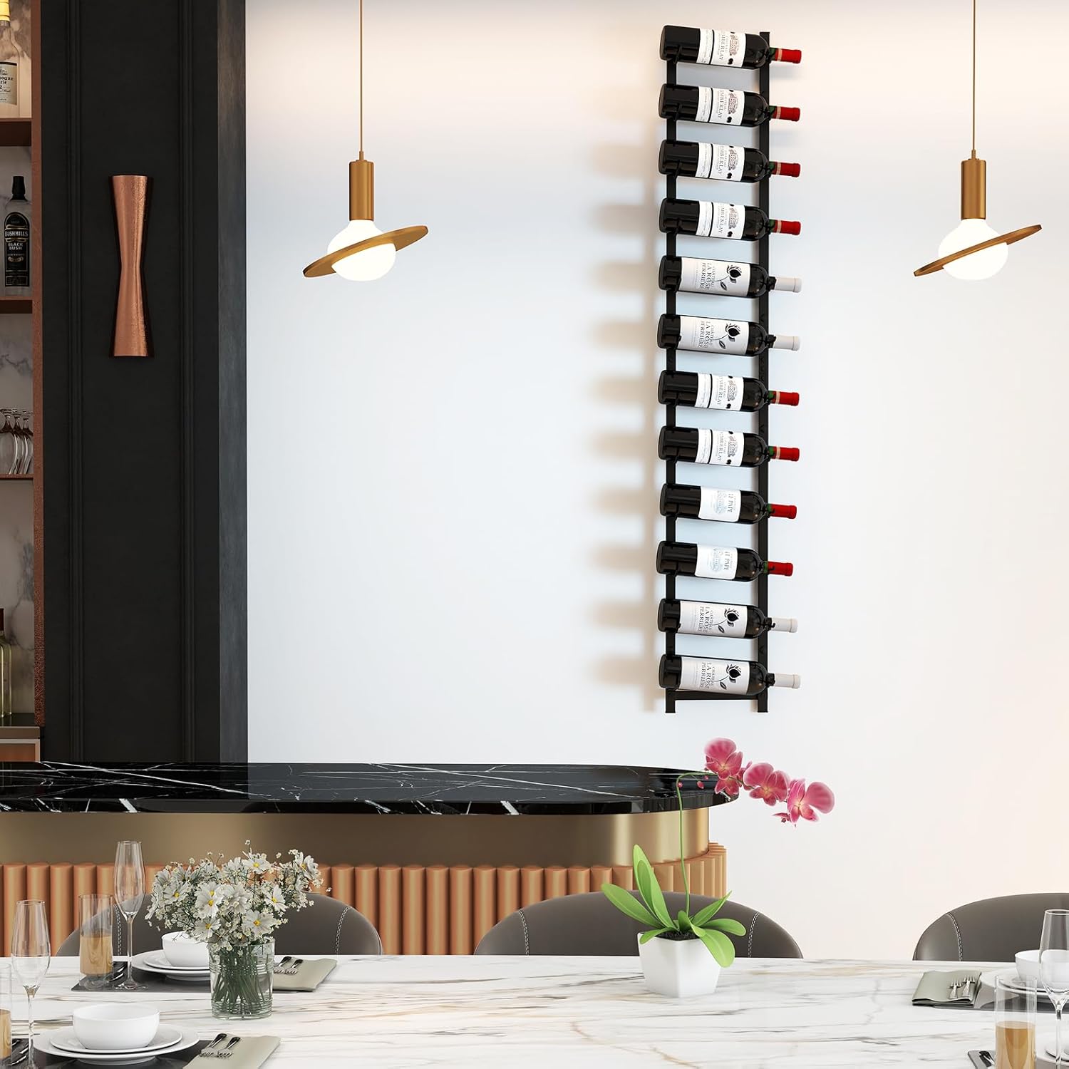 GOFLAME Wall-Mounted Wine Rack for 12 Bottles Black 1