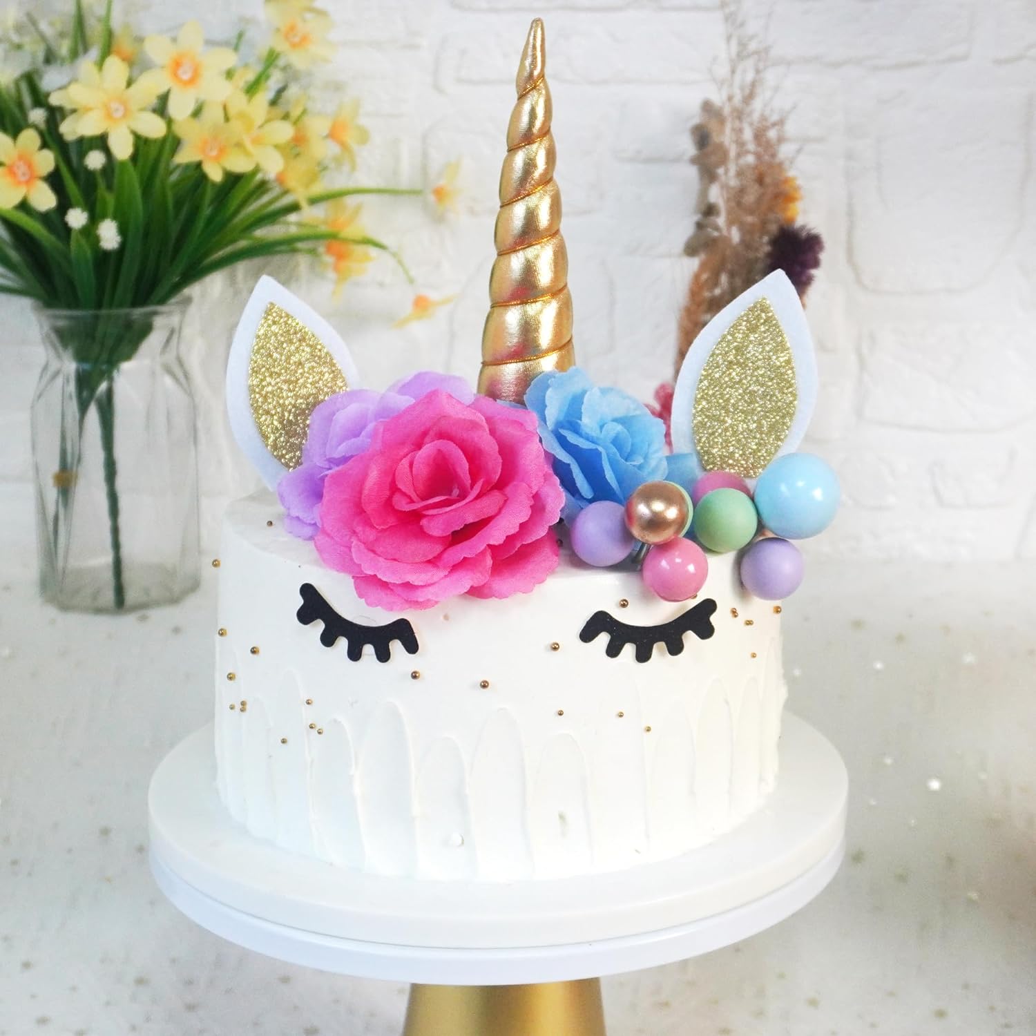 DRWATE 38 PCS Unicorn Cake Toppers Birthday Decorations