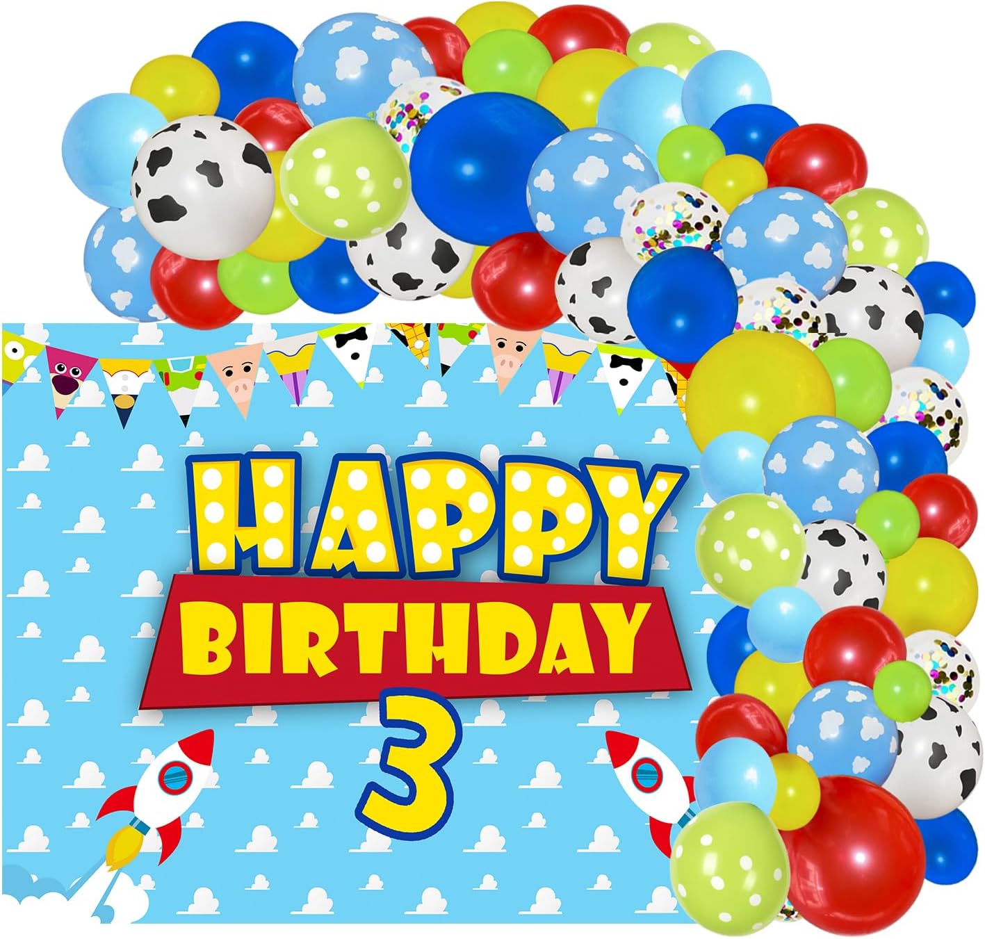 METIXOZE 3rd Birthday Cartoon Decor Set