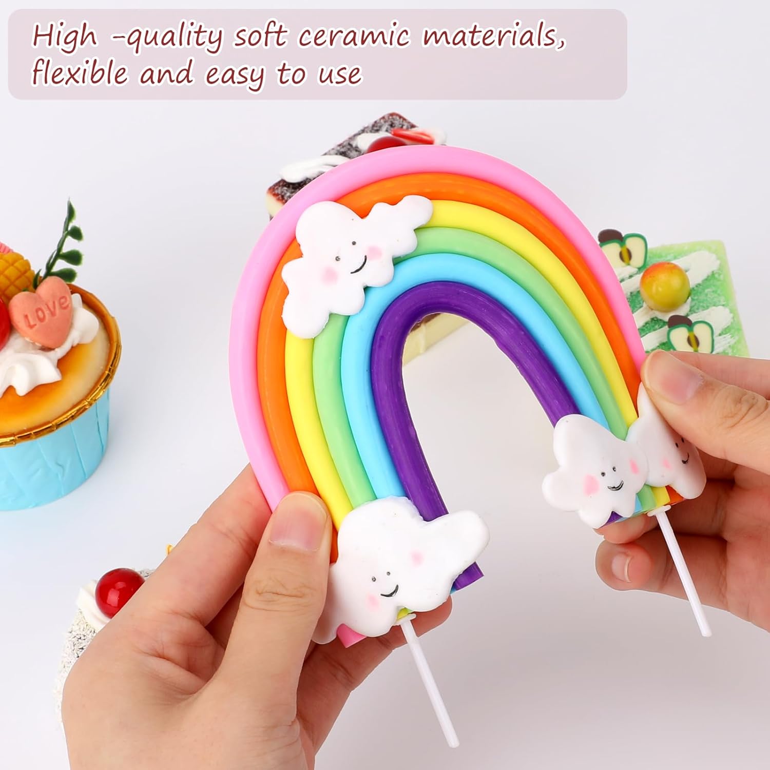 Mozeat Lens Soft Pottery Rainbow Cake Topper