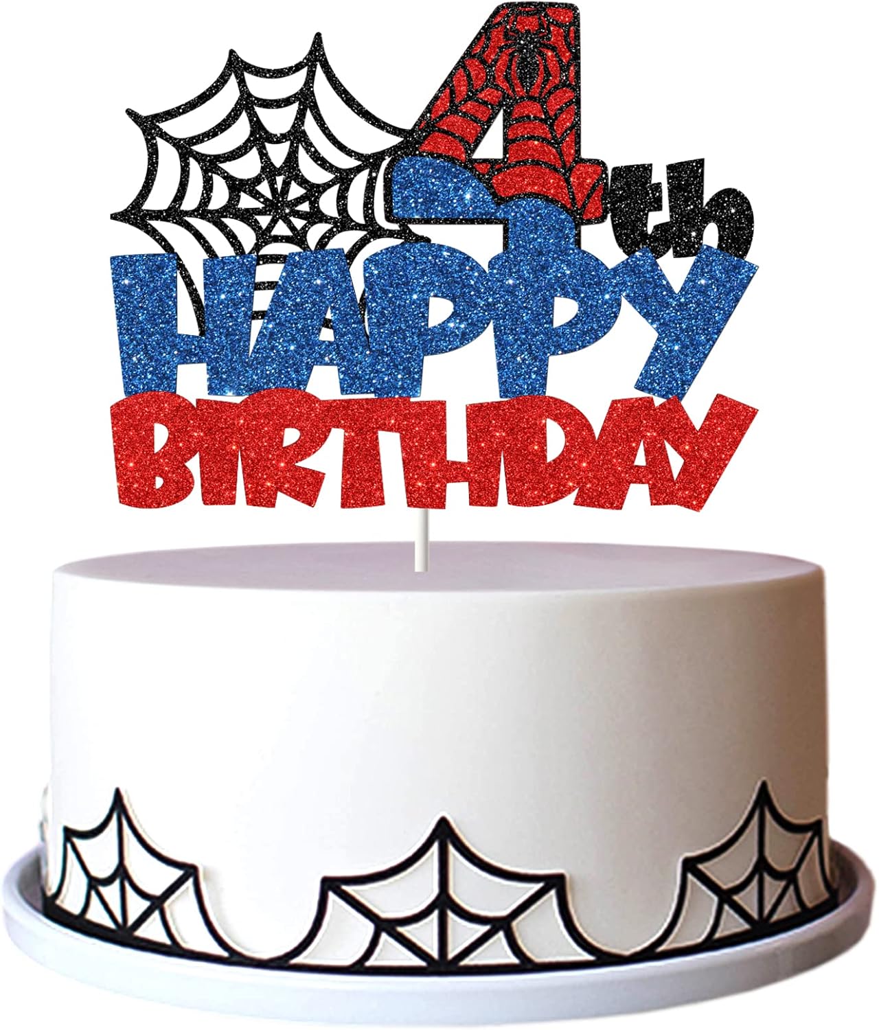 Ambishi Happy 4th Birthday Cake Topper Spider Cartoon Movie Themed