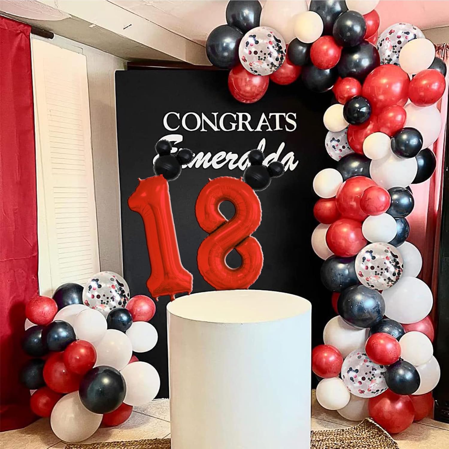 HIBILDER 40 Inch Red Balloon Mini Mouse Head Decor