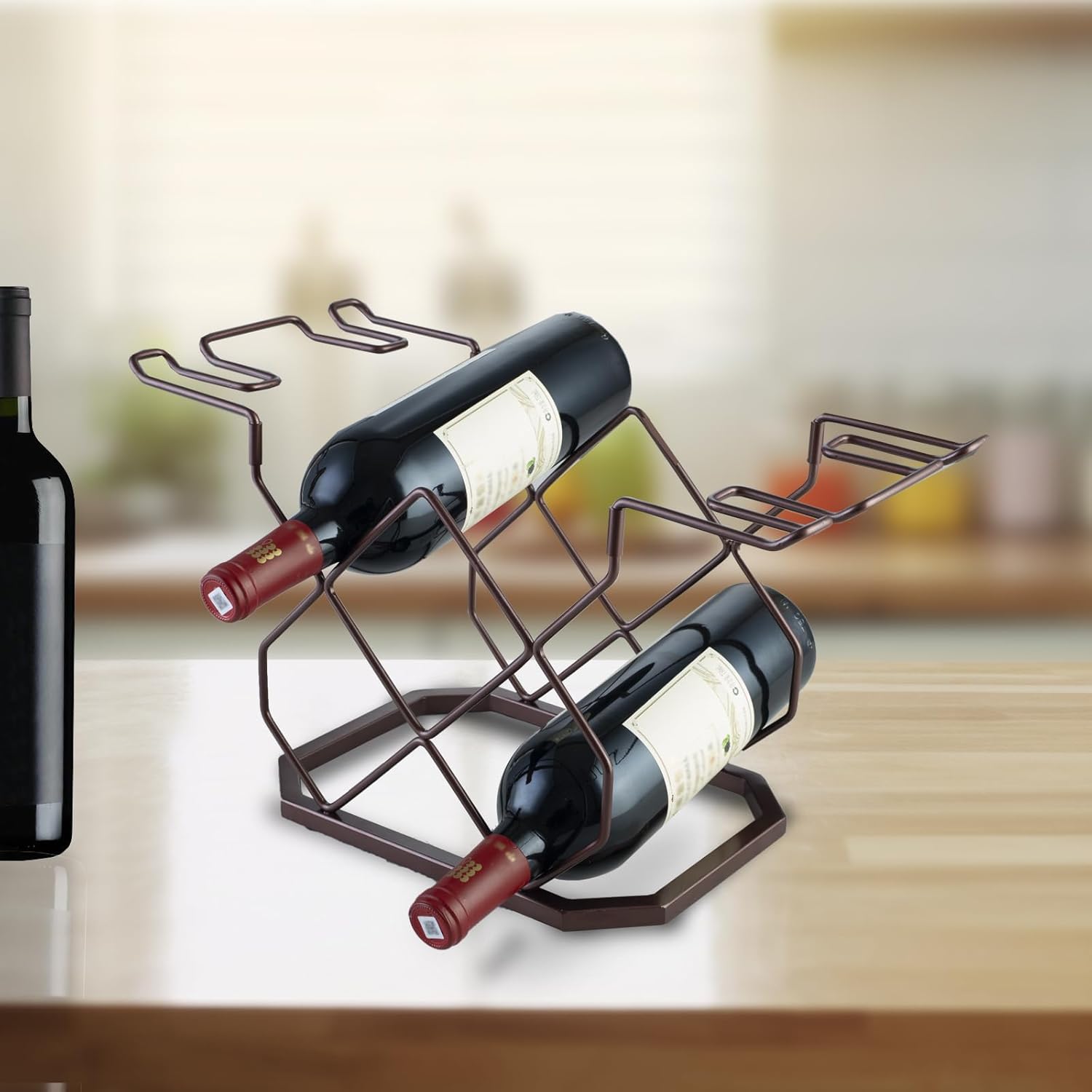 XUCHUAN 5-Bottle Copper Wine Racks Countertop Holder