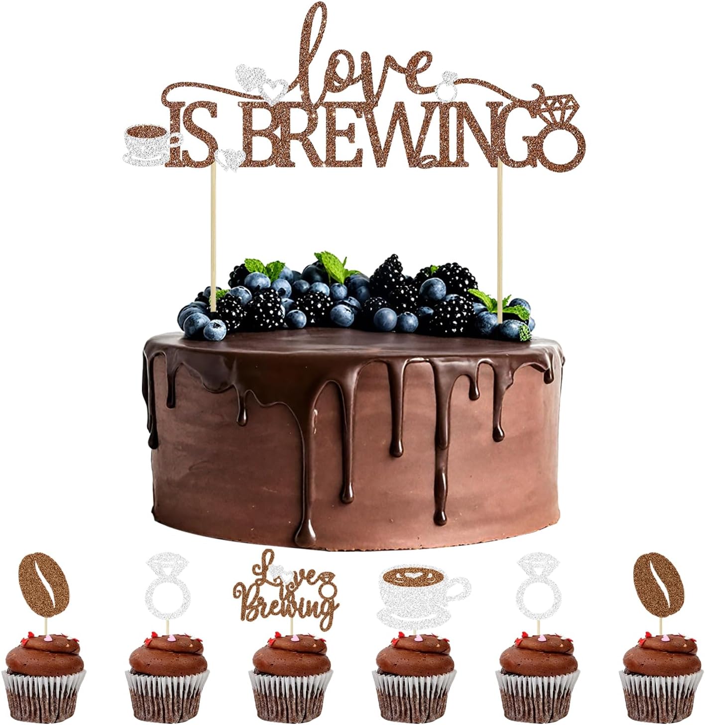 Pretyps 13Pcs Coffee Themed Cake Toppers 1