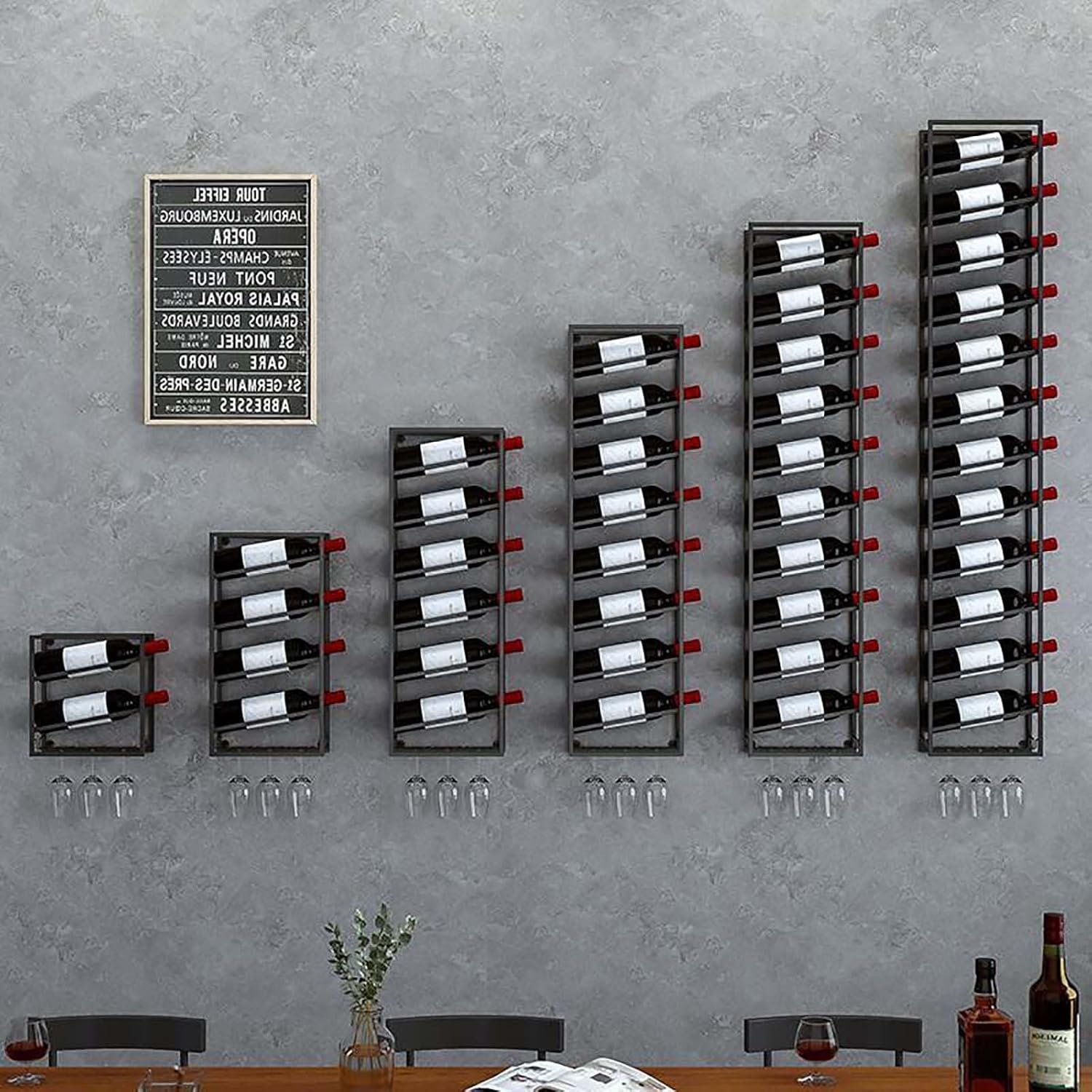 Wall-Mounted Wine Rack with 12 Tiers for Home Bar and Kitchen