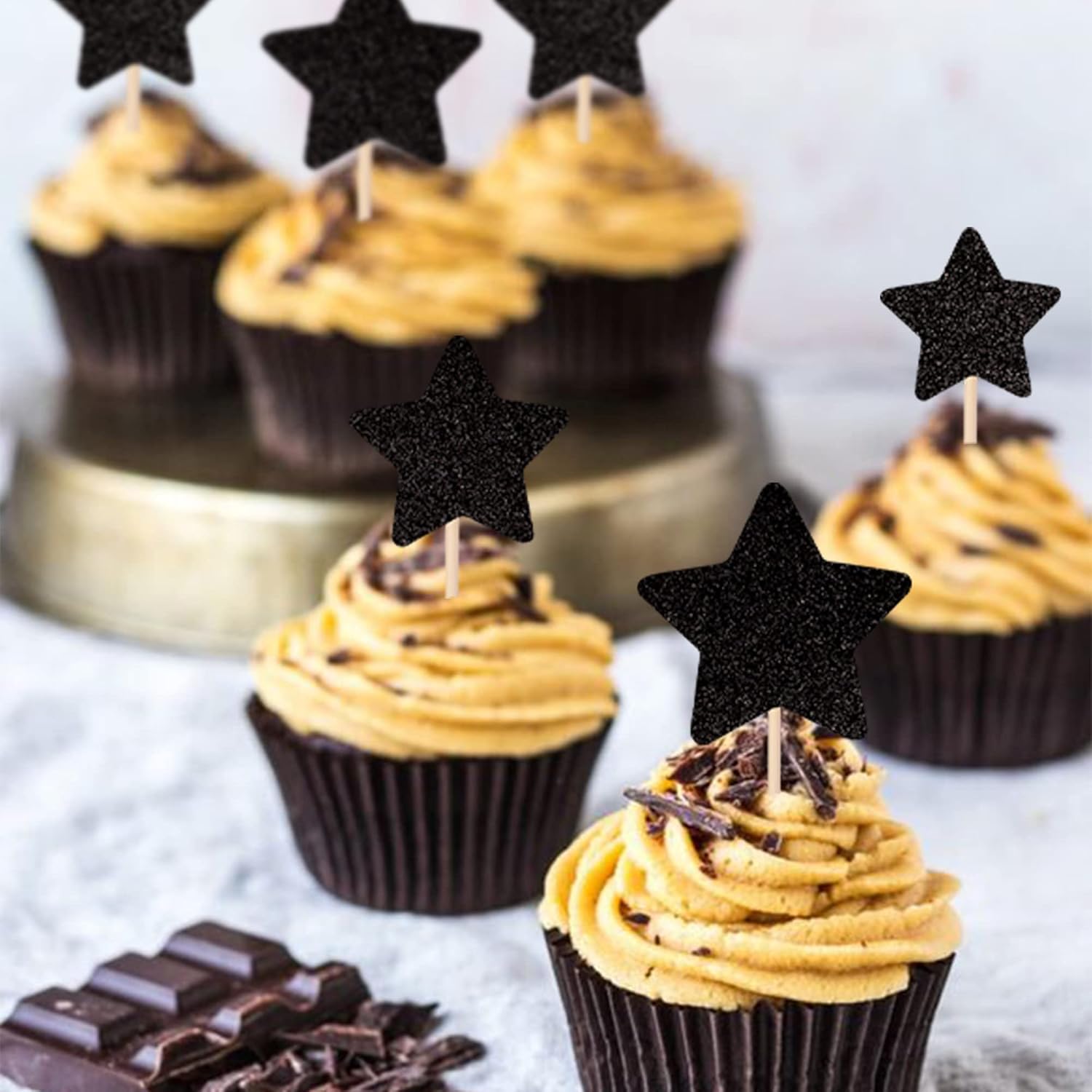 30 PCS Glitter Star Cupcake Toppers for Parties