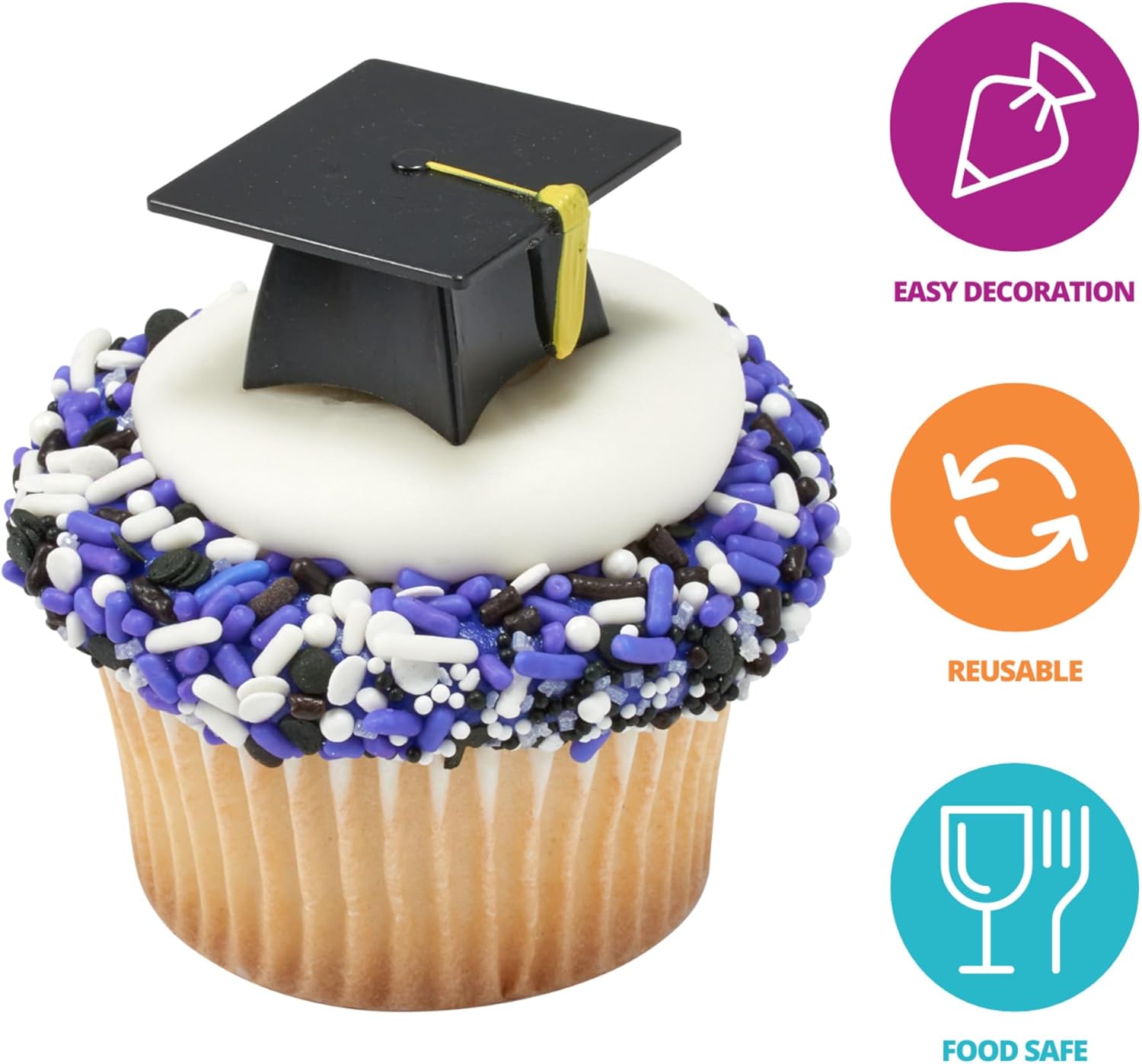 DecoPac Graduation Hat Cupcake Toppers - 24 Pack