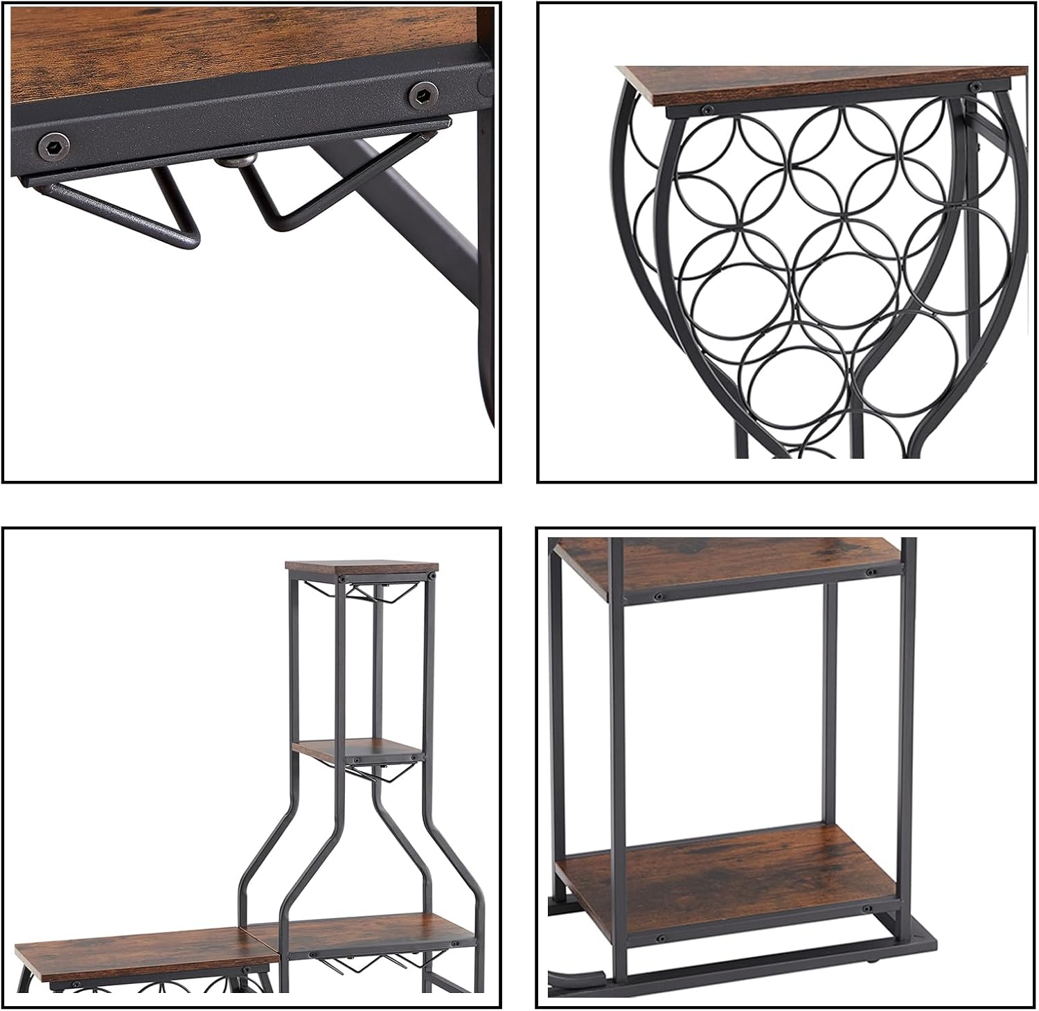 PUDDINER 5 Tier Freestanding Wine Rack with Glass Holder