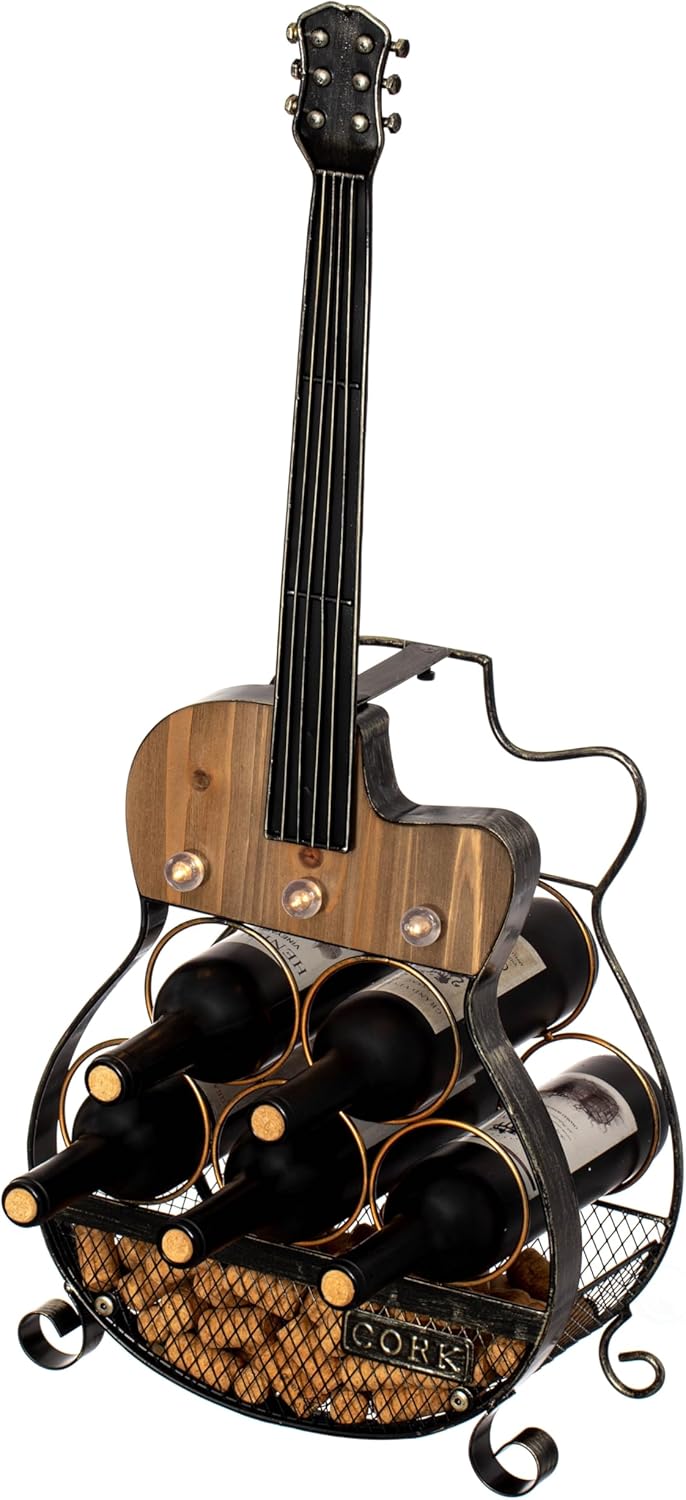 Vintiquewise Guitar Shape 5-Bottle Wine Rack