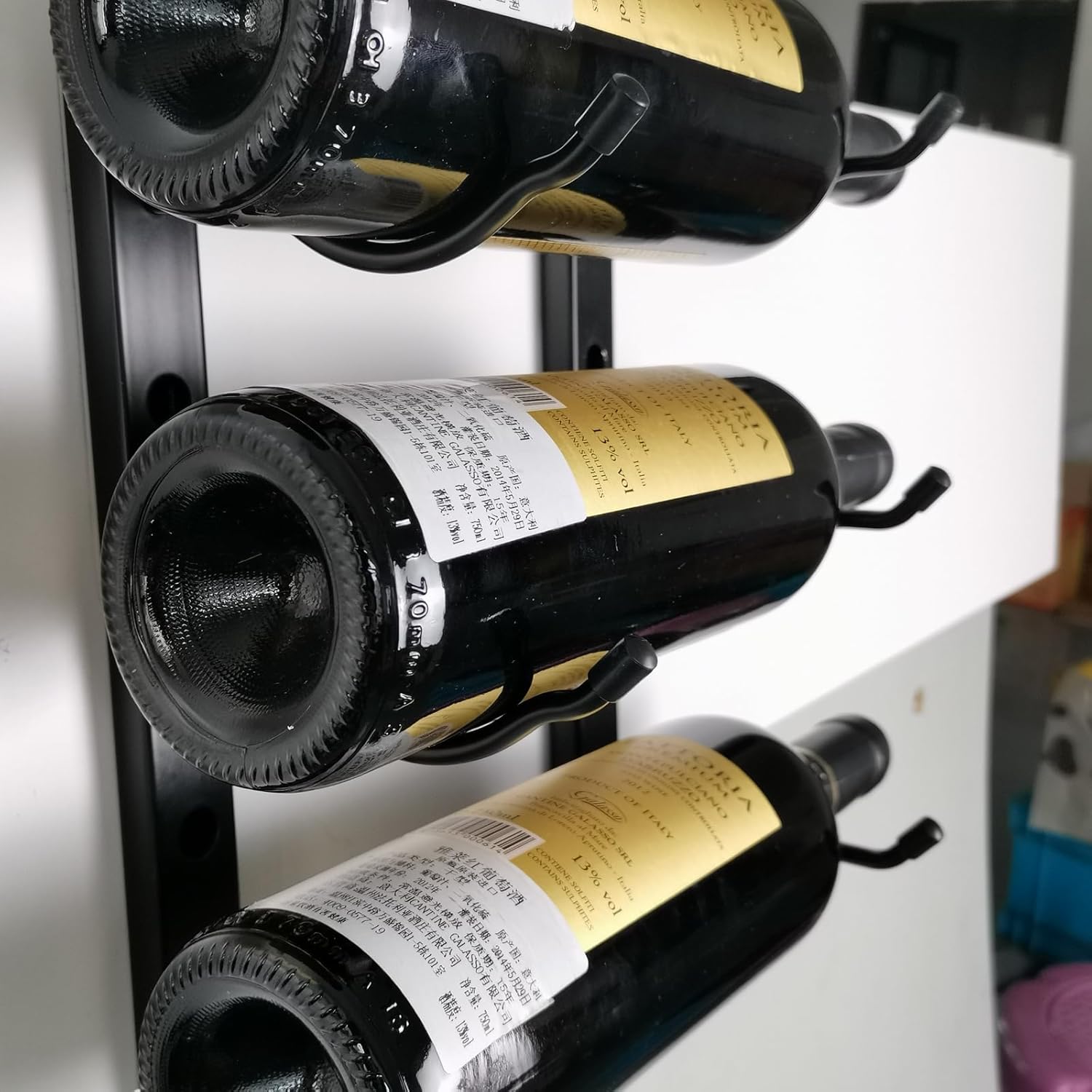 GAMEMEN Wall Mounted Wine Rack - 3 Bottles Matte Black