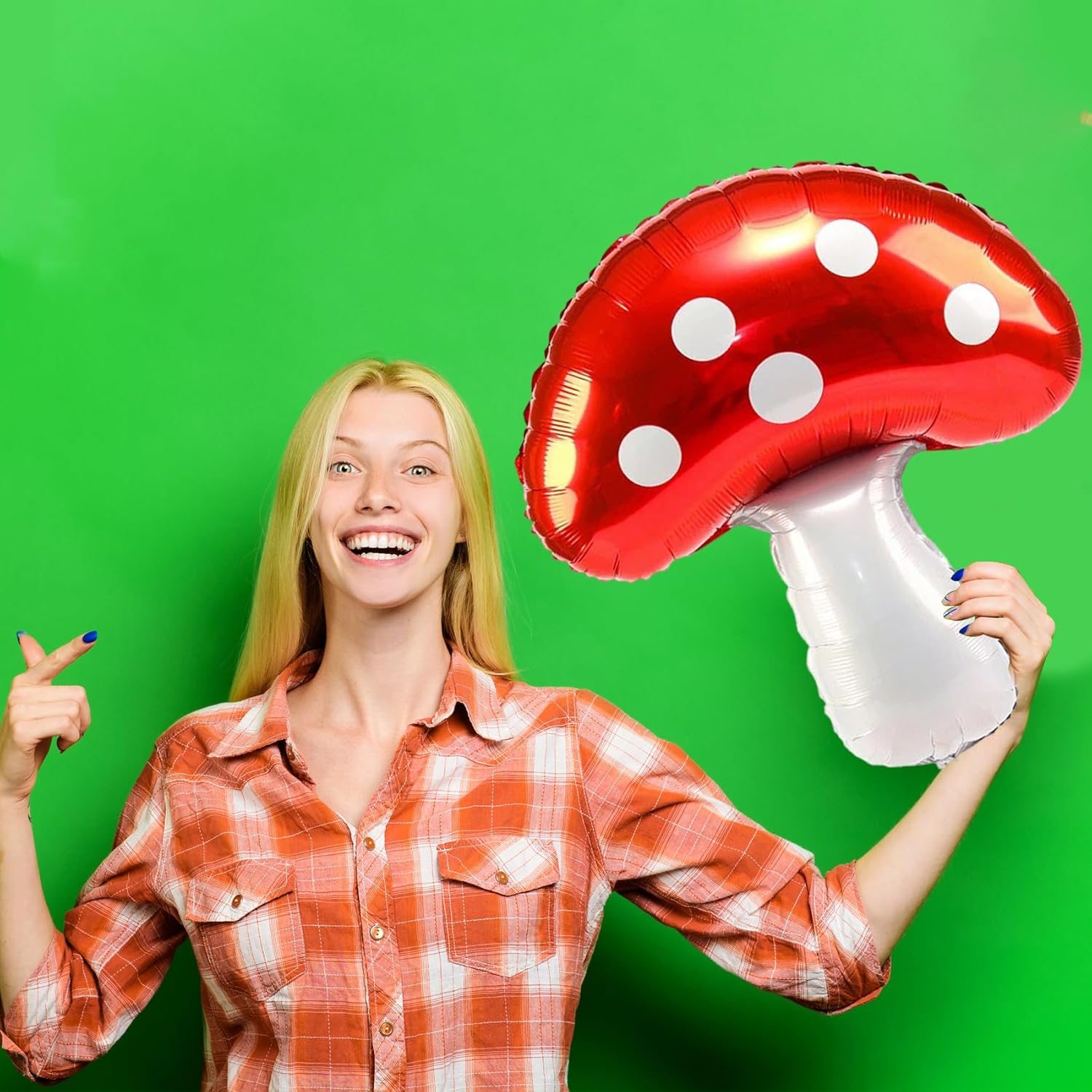 6PCS Red Foil Mushroom Balloons for Birthday Party Decor
