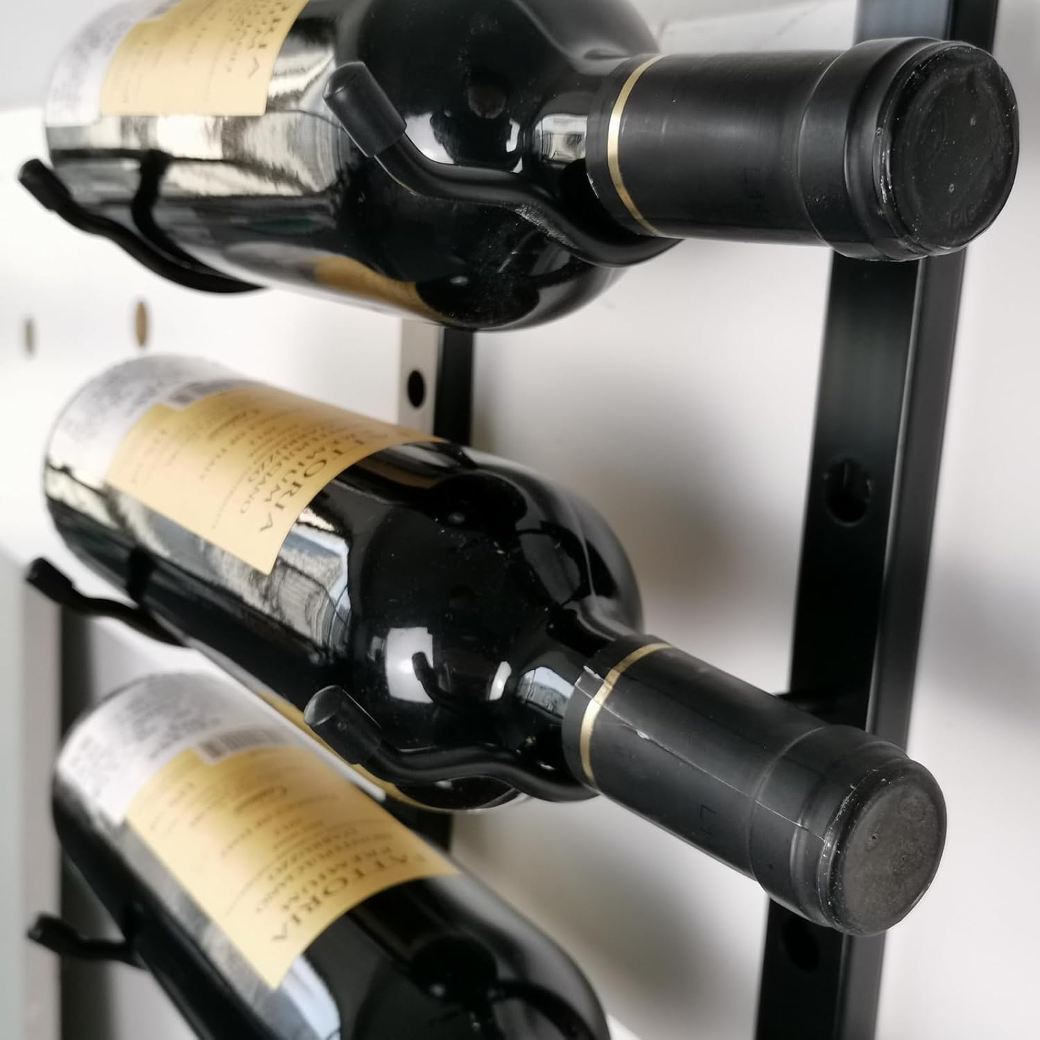 GAMEMEN Wall Mounted Wine Rack - 3 Bottles Matte Black