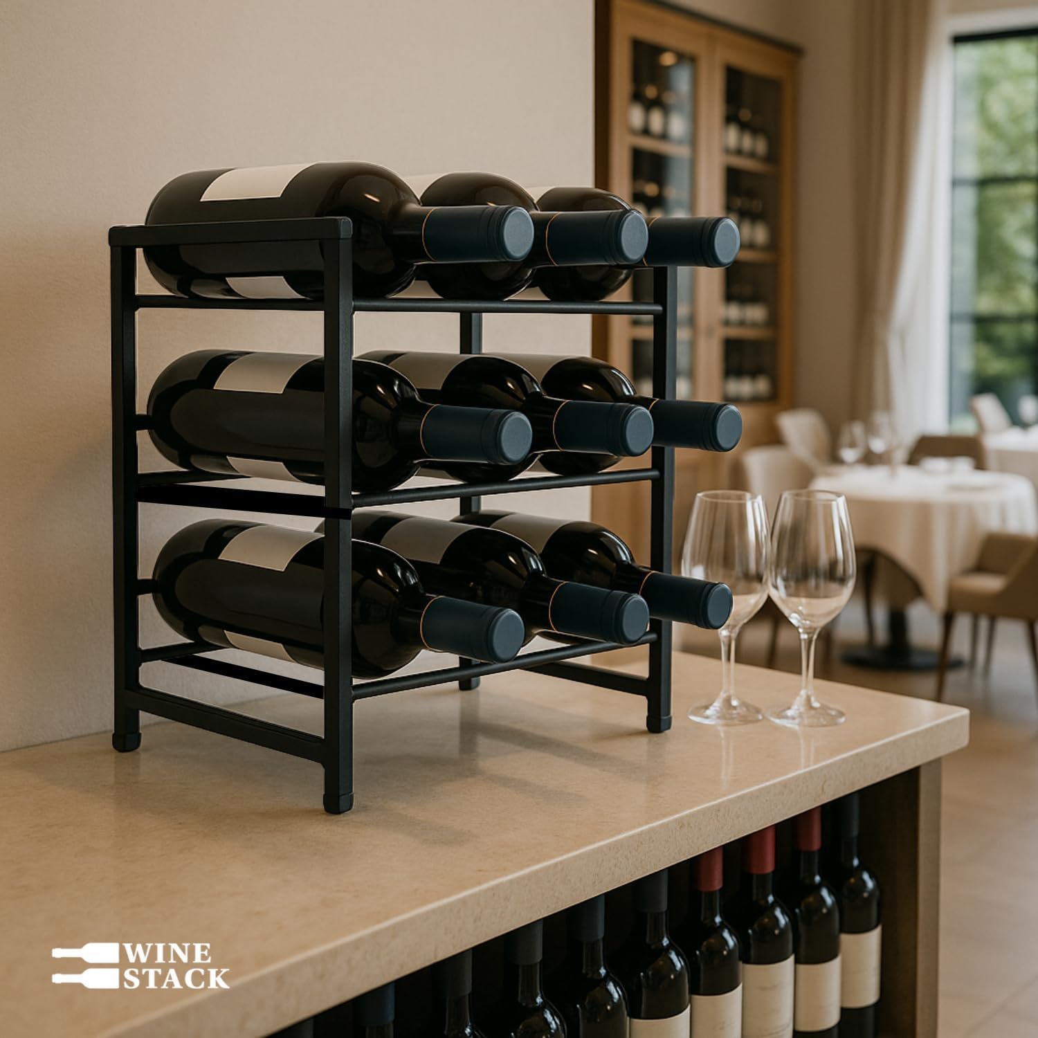 Modern Metal Countertop Wine Rack 1