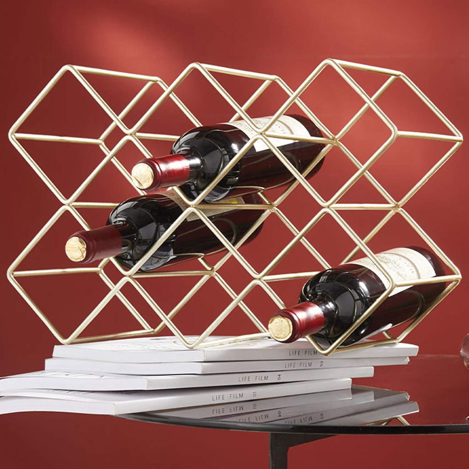 10 Bottle Metal Wine Rack Free Standing 1