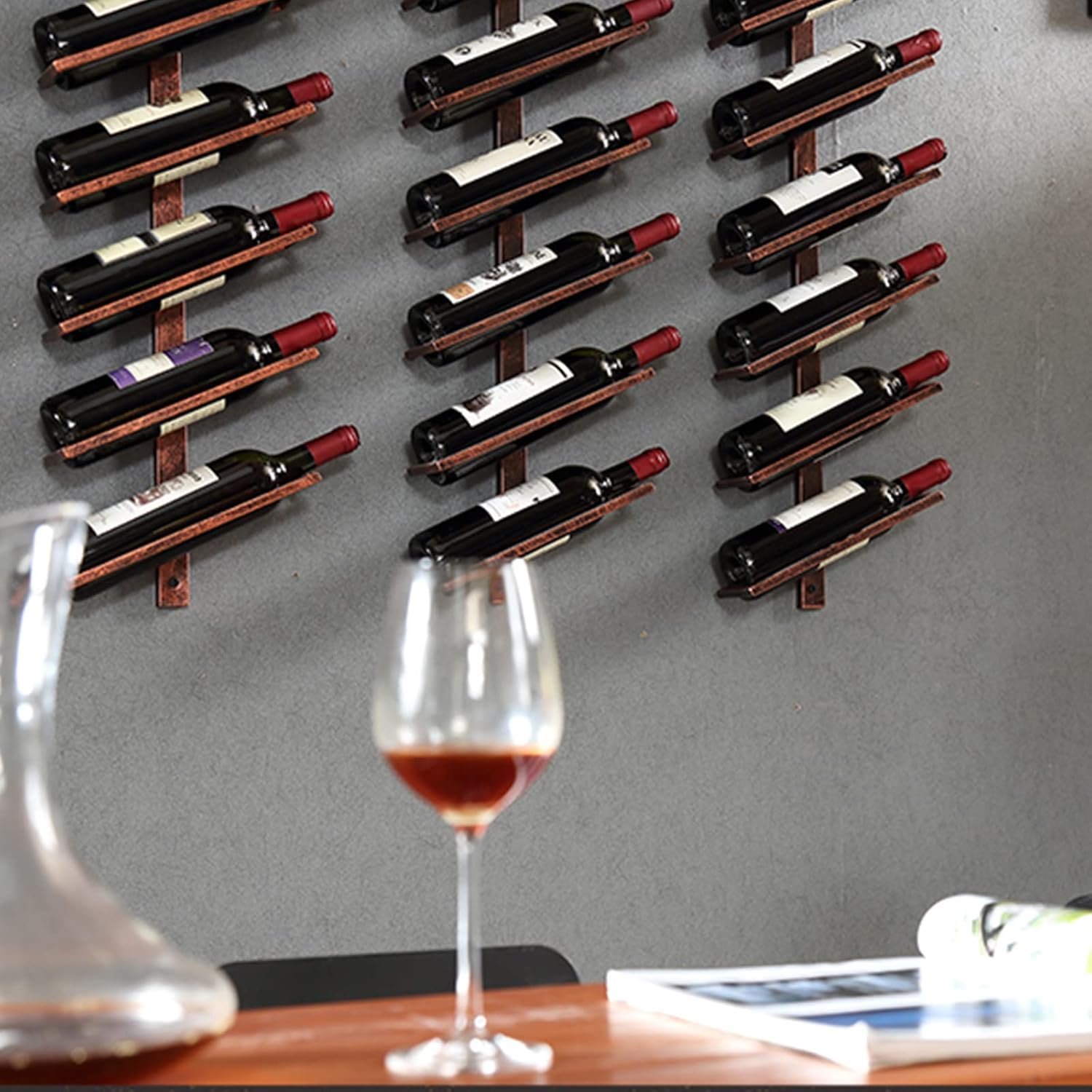 DFSY Wall-Mounted Wine Rack 6 Bottles Gold 1