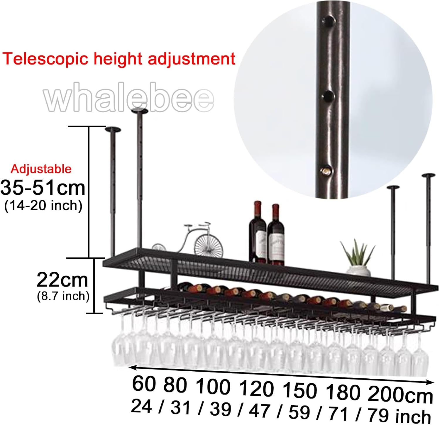 Whalebee Wall-Mounted Wine Rack Black Bronze