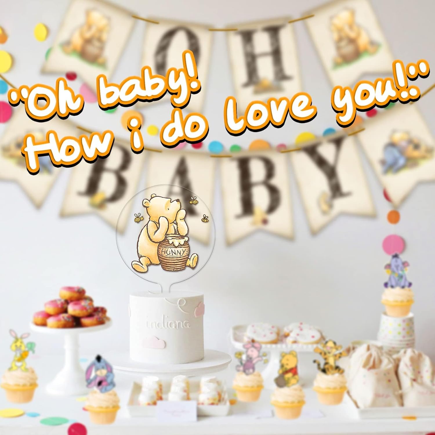 Winnie Cake Topper 5 Inch Acrylic Baby Shower Decoration