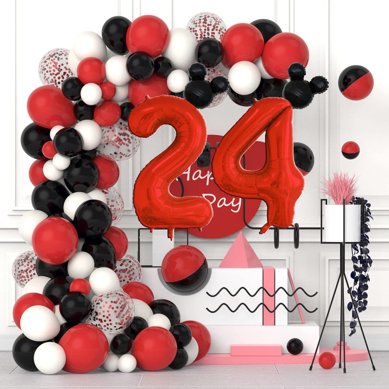 HIBILDER 40 Inch Red Balloon Mini Mouse Head Decor