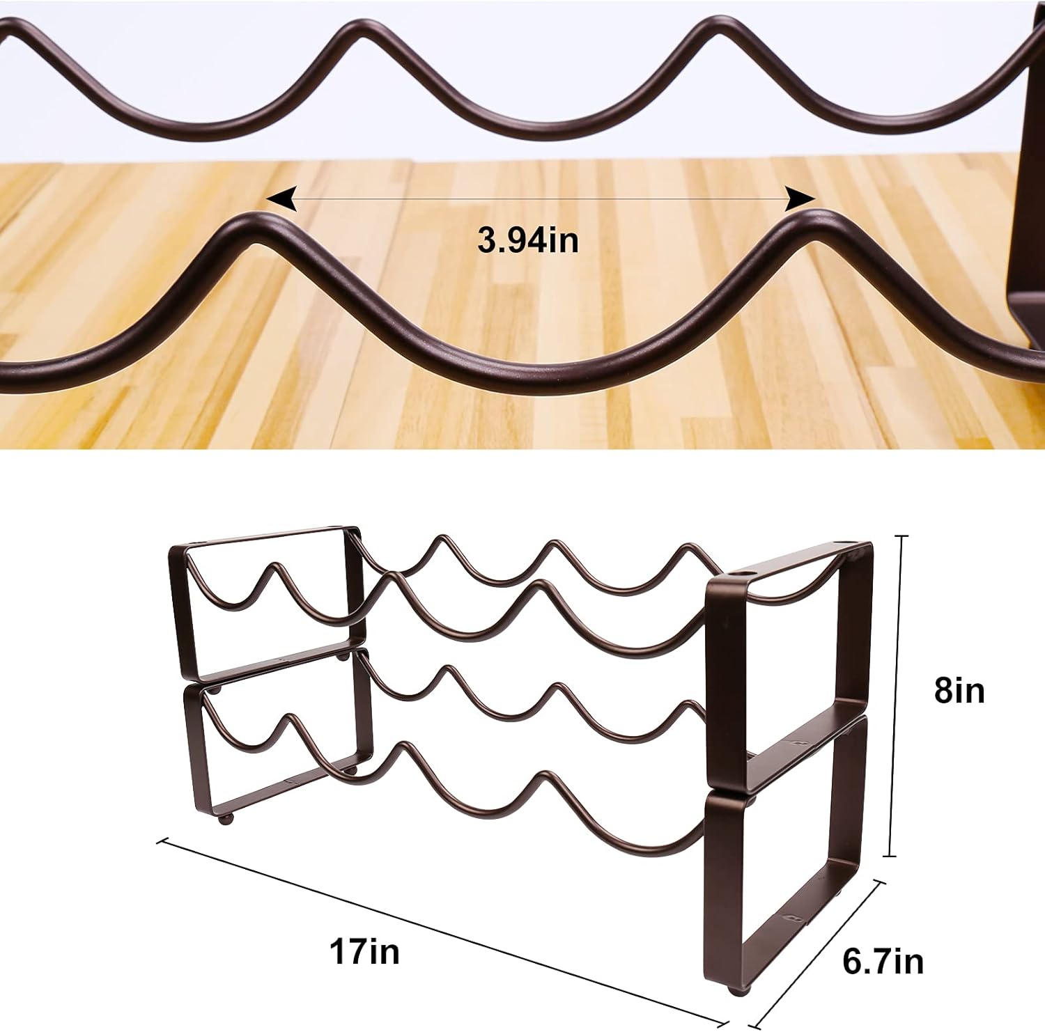 OBloved Metal 2 Tier Wine Rack - 8 Bottle Storage