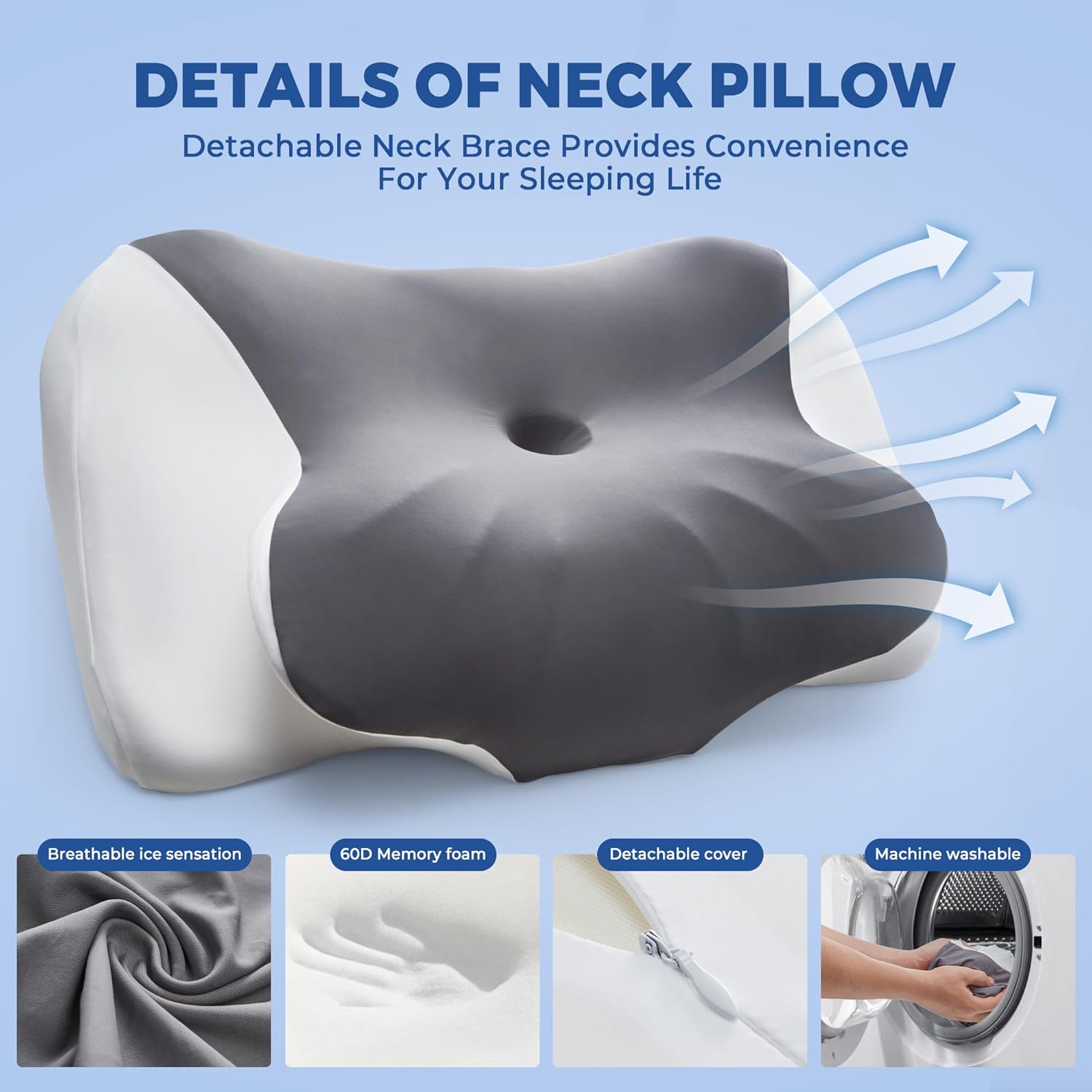Dormirpilow Cooling Neck Pillow with Memory Foam Support