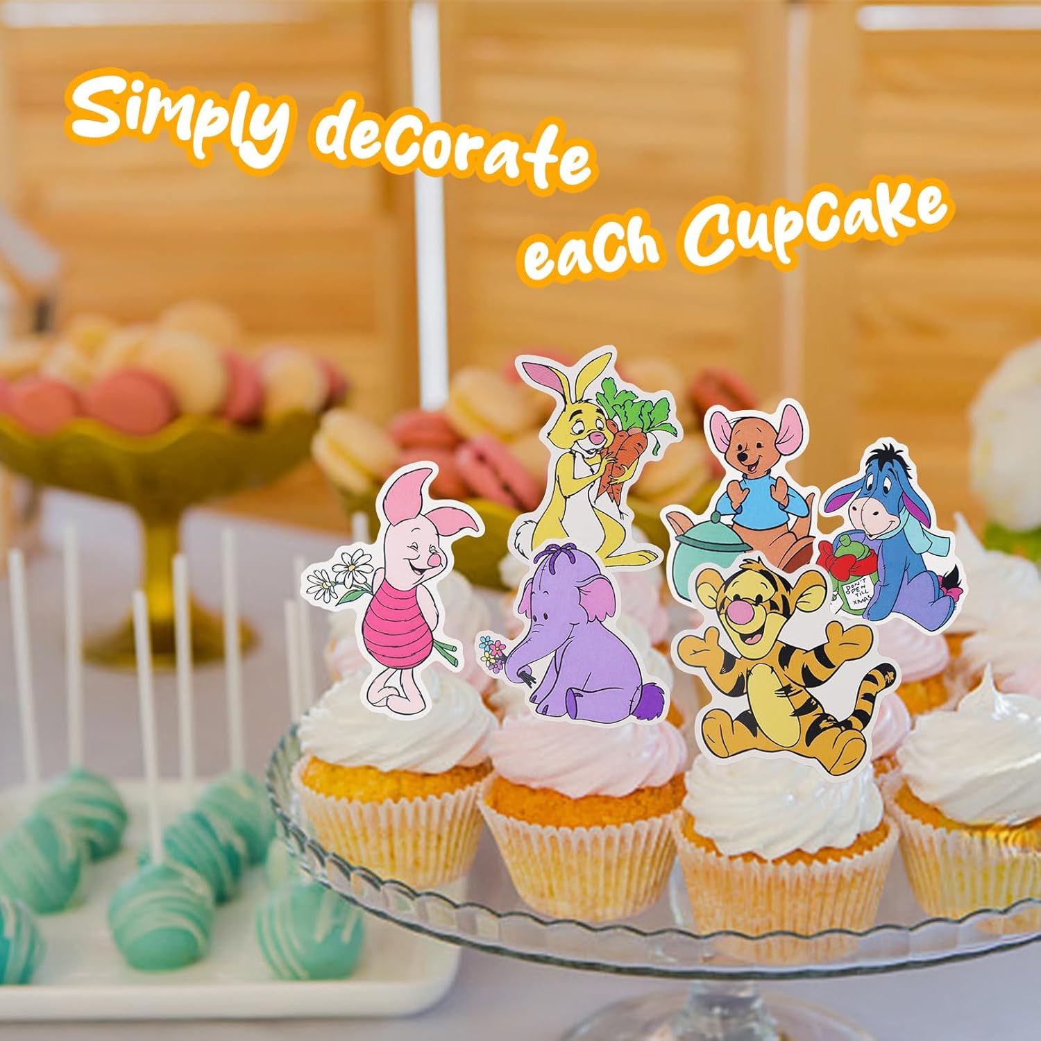 MEMOVAN Winnie Pooh Cupcake Toppers 48pcs Set