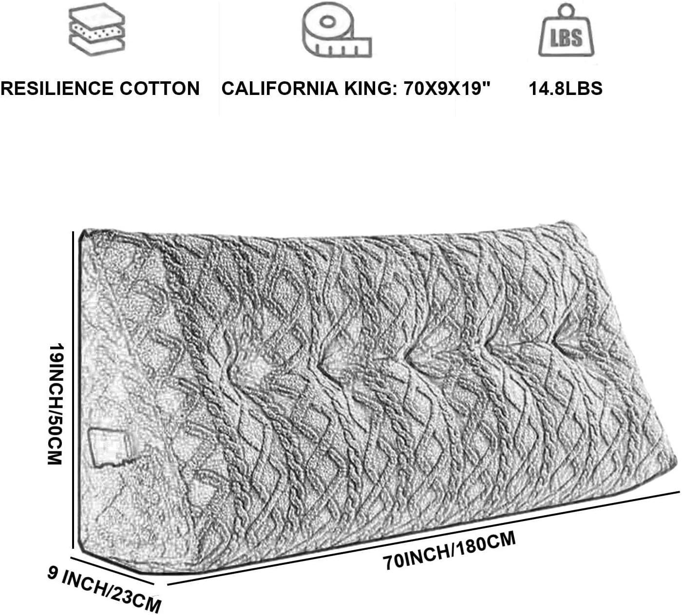 ZZYK Triangular Headboard Pillow with Removable Cover