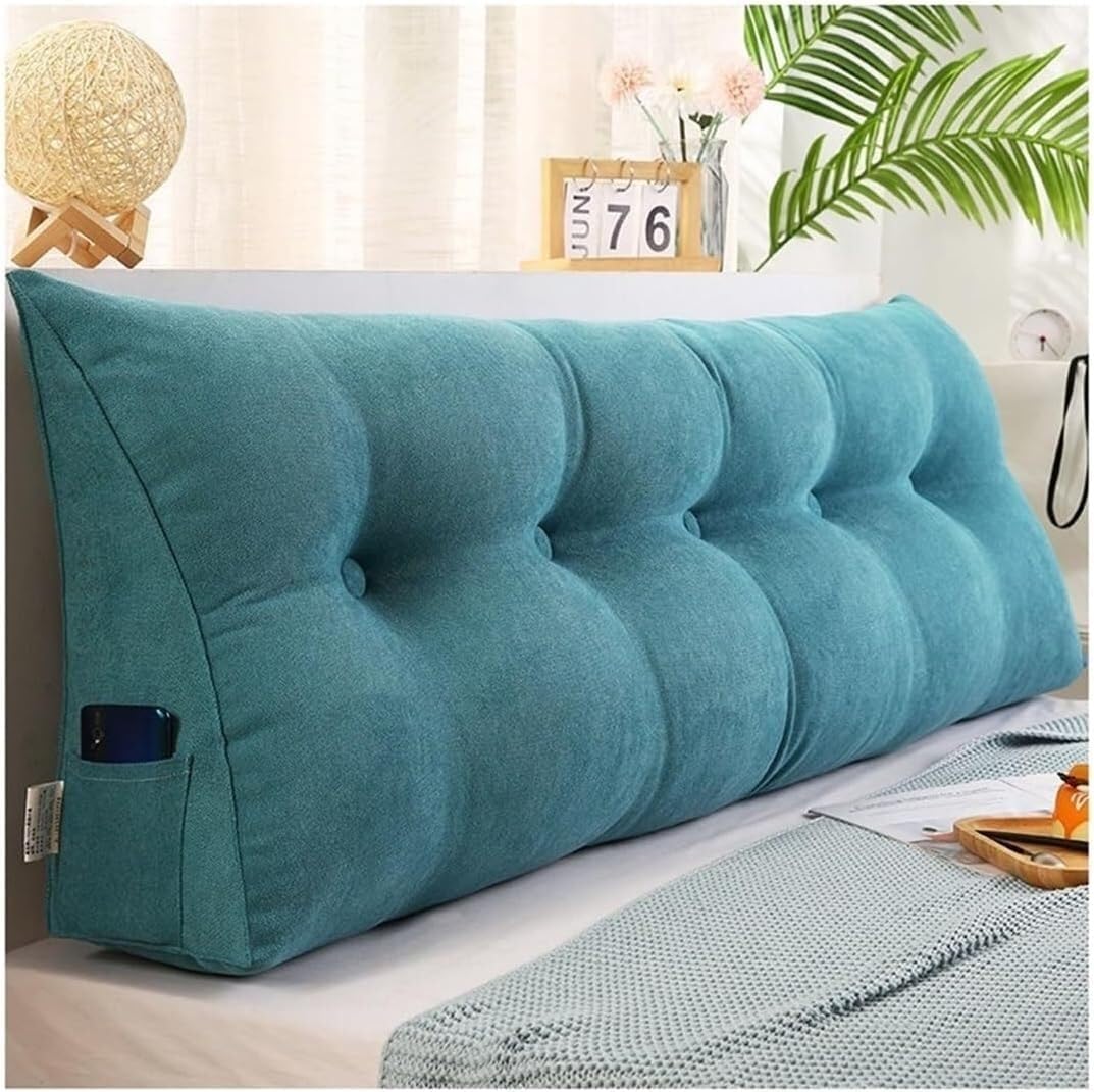 COZMAX Velvet Bed Wedge Pillow - Lake Blue 120cm