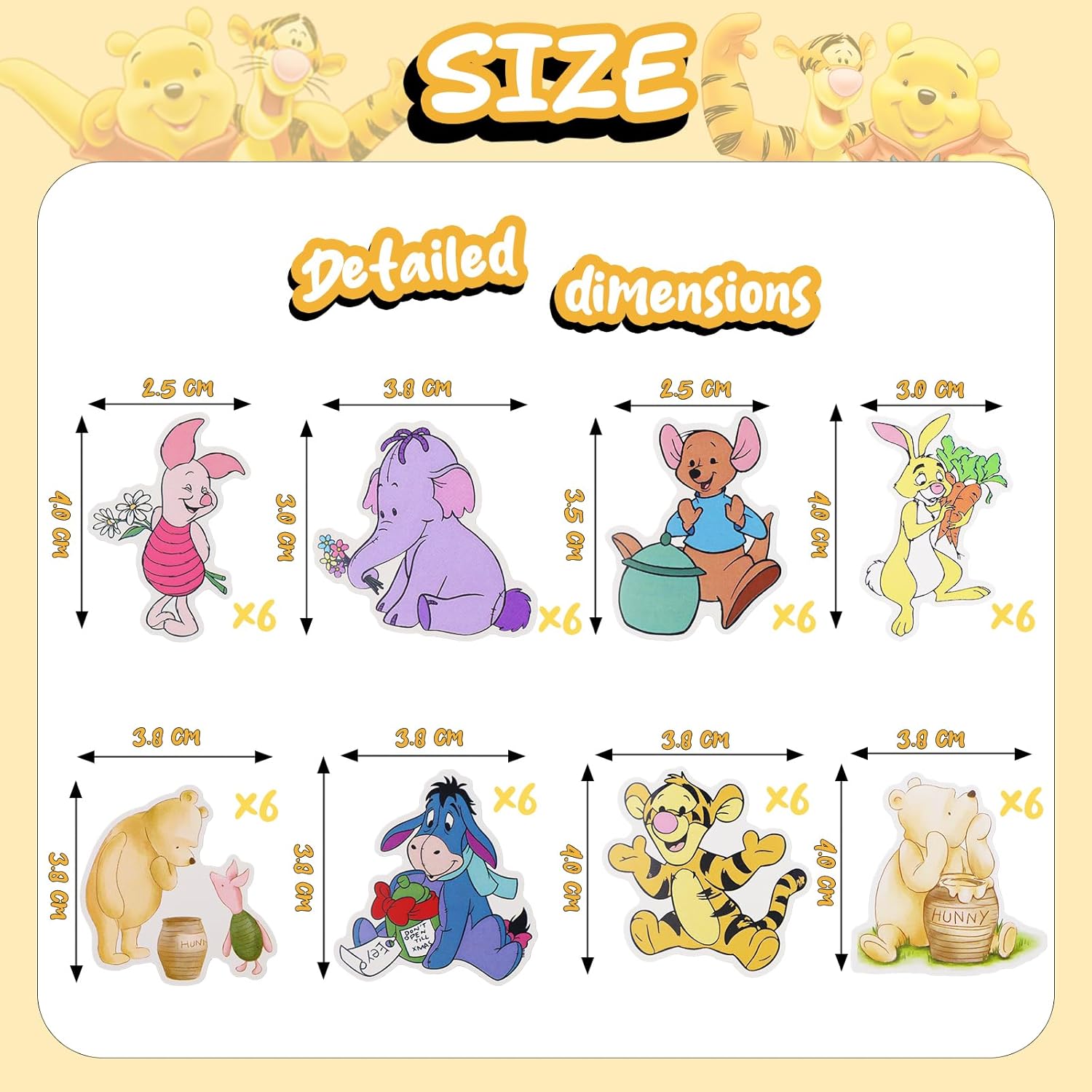 MEMOVAN Winnie Pooh Cupcake Toppers 48pcs Set