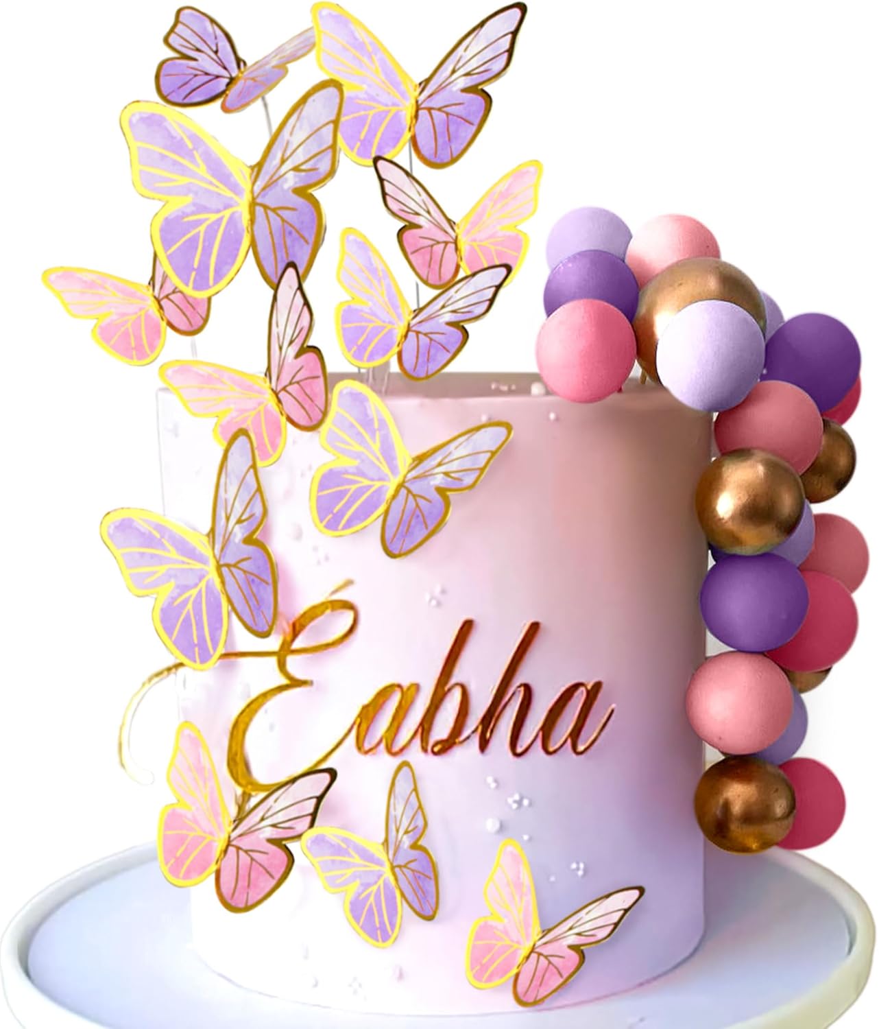 47PCS Purple Pink Butterfly Cake Toppers Set