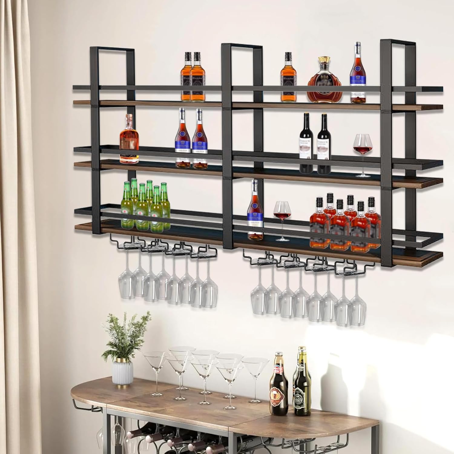 DSVONAUS Wall-Mounted Wine Rack with LED Light 3 Tier