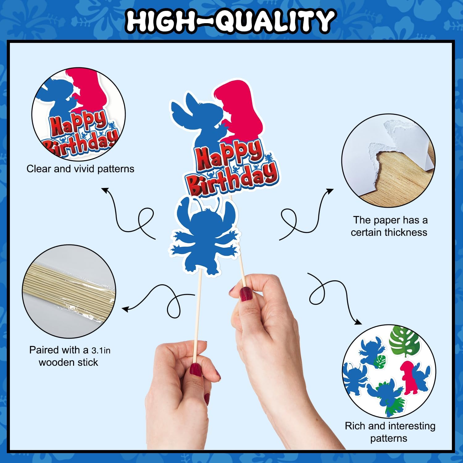25 Pack Blue Cartoon Birthday Cake Toppers for Youth Parties 1