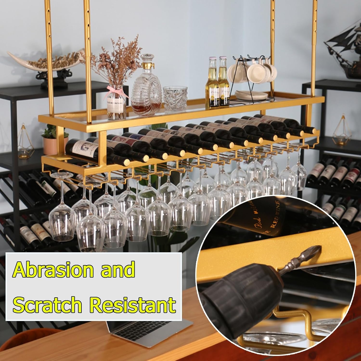 SAGIDAR Adjustable Ceiling Wine Rack