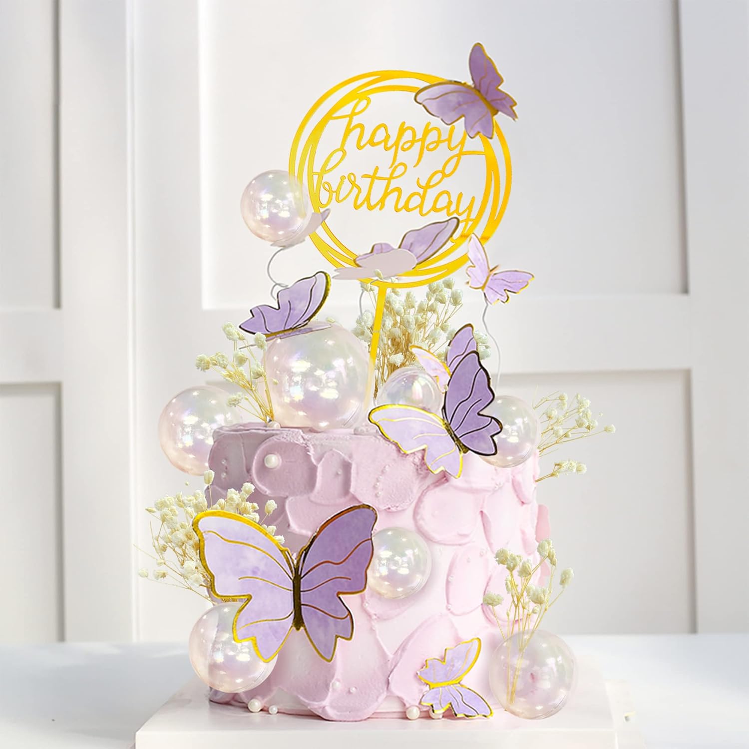30 PCS Clear Bubble Ball Cake Toppers DIY Set