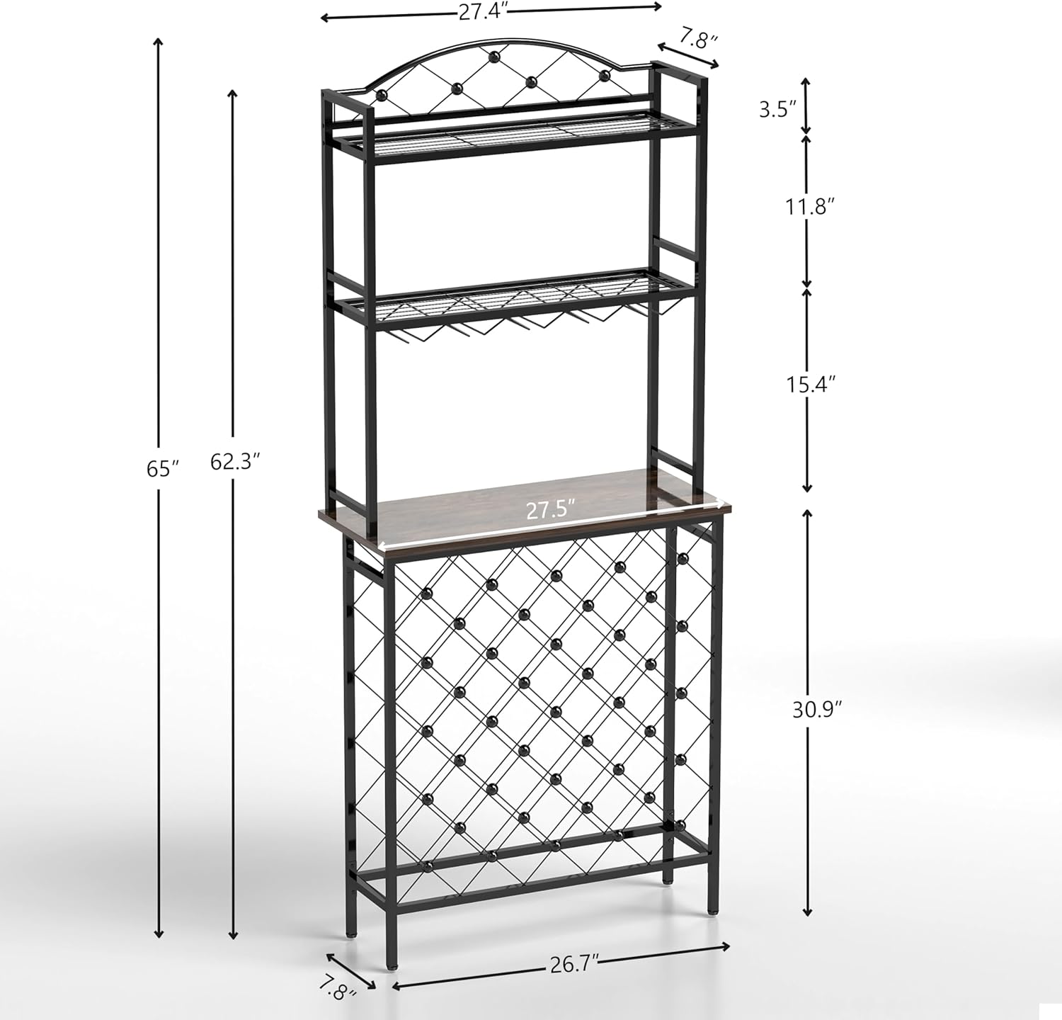 20 Bottle Freestanding Wine Rack with 3-Tier Storage 1