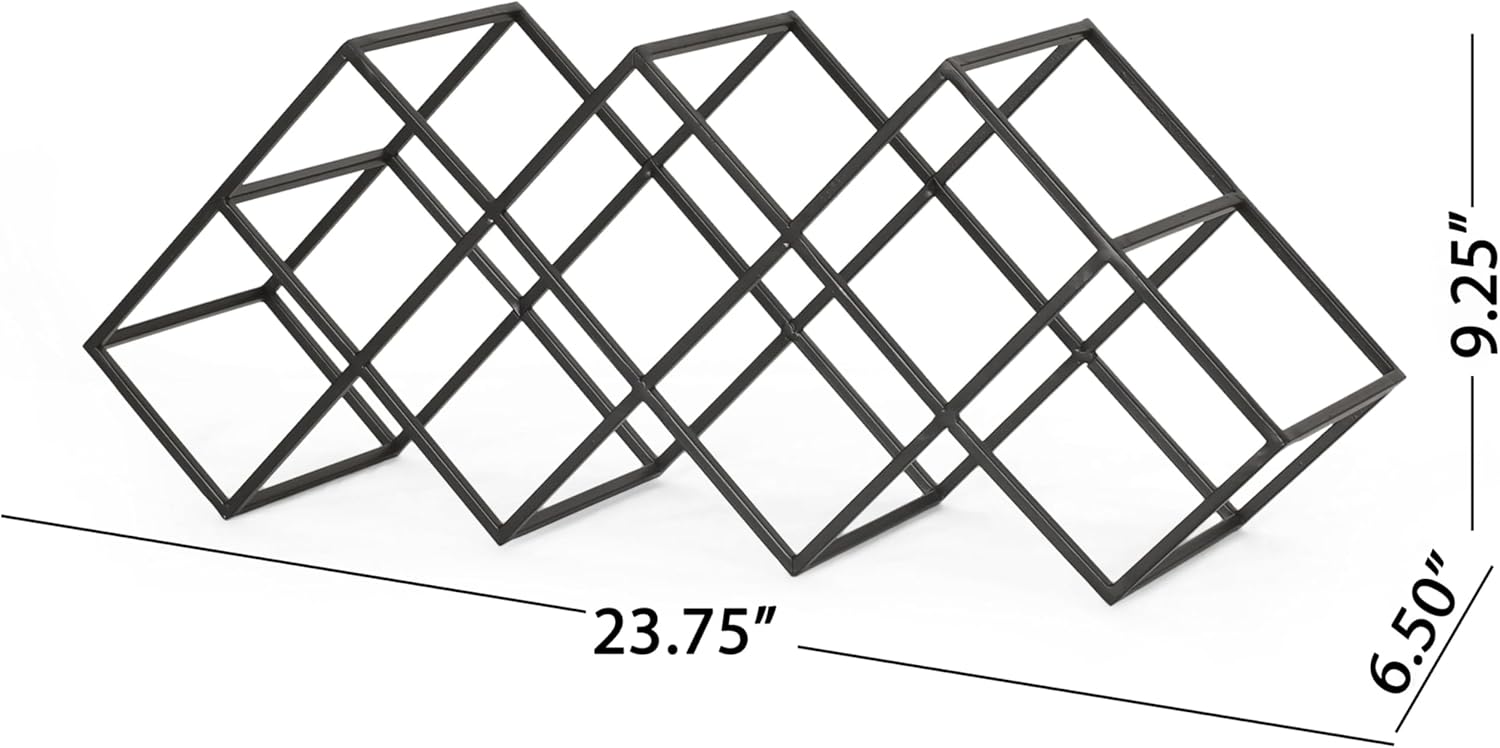 Benjara Wine Rack with Diamond Slots 24-Inch Matte Black