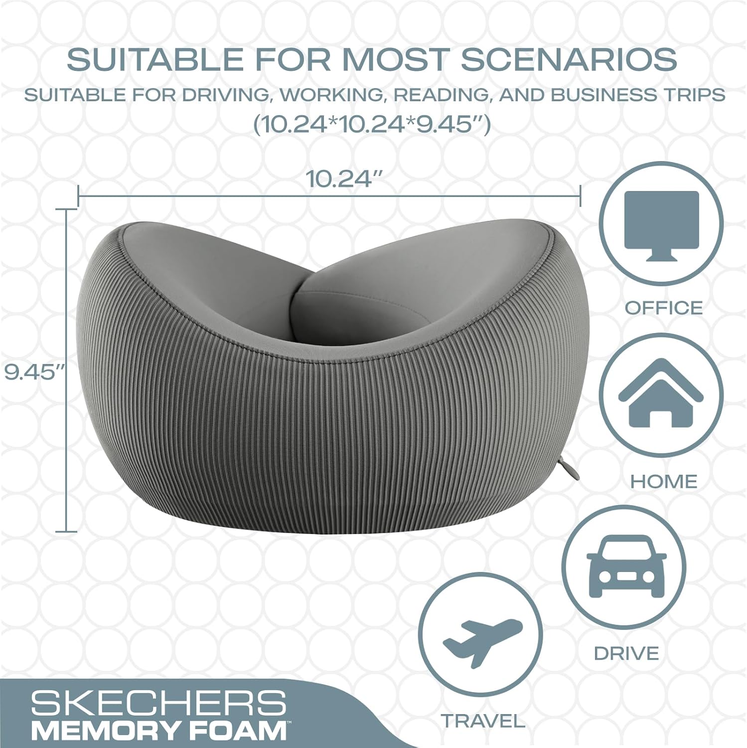 Skechers Memory Foam Travel Pillow for Neck Support