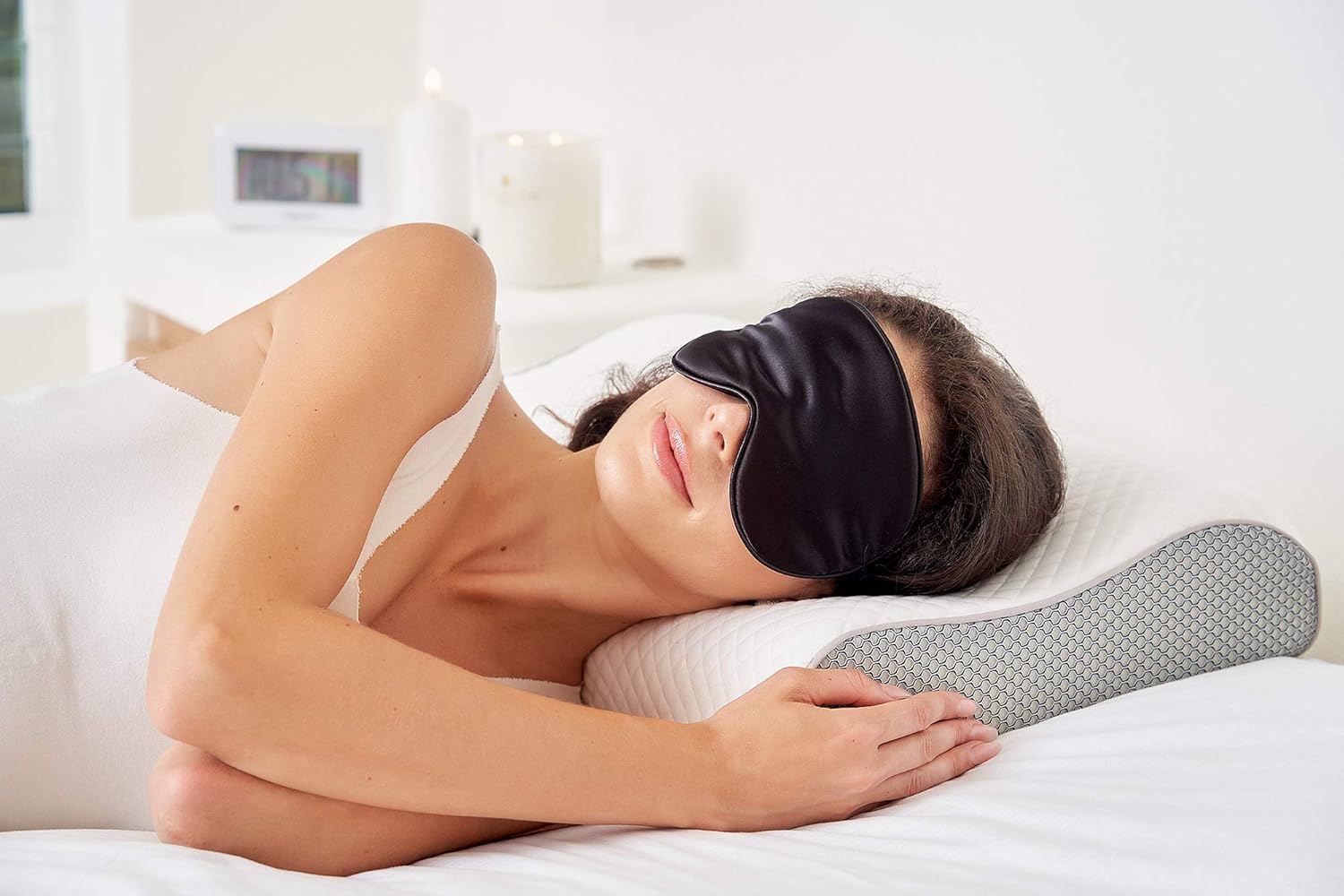 ComfyCozy Luxury Memory Foam Pillow with Silk Eye Mask