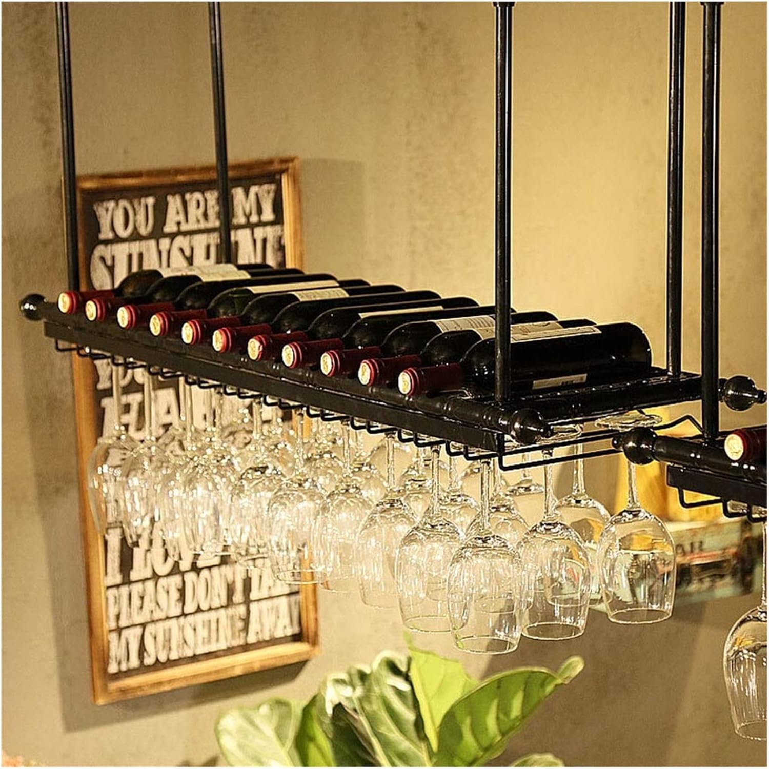 ALDEPO Wine Glass Holder Freestanding Folding Wooden Rack