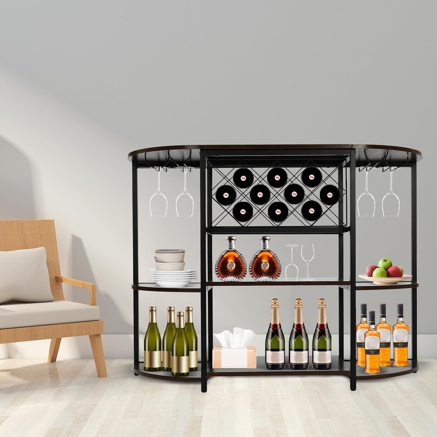 Freestanding Wine Rack with 3-Tier Design Brown