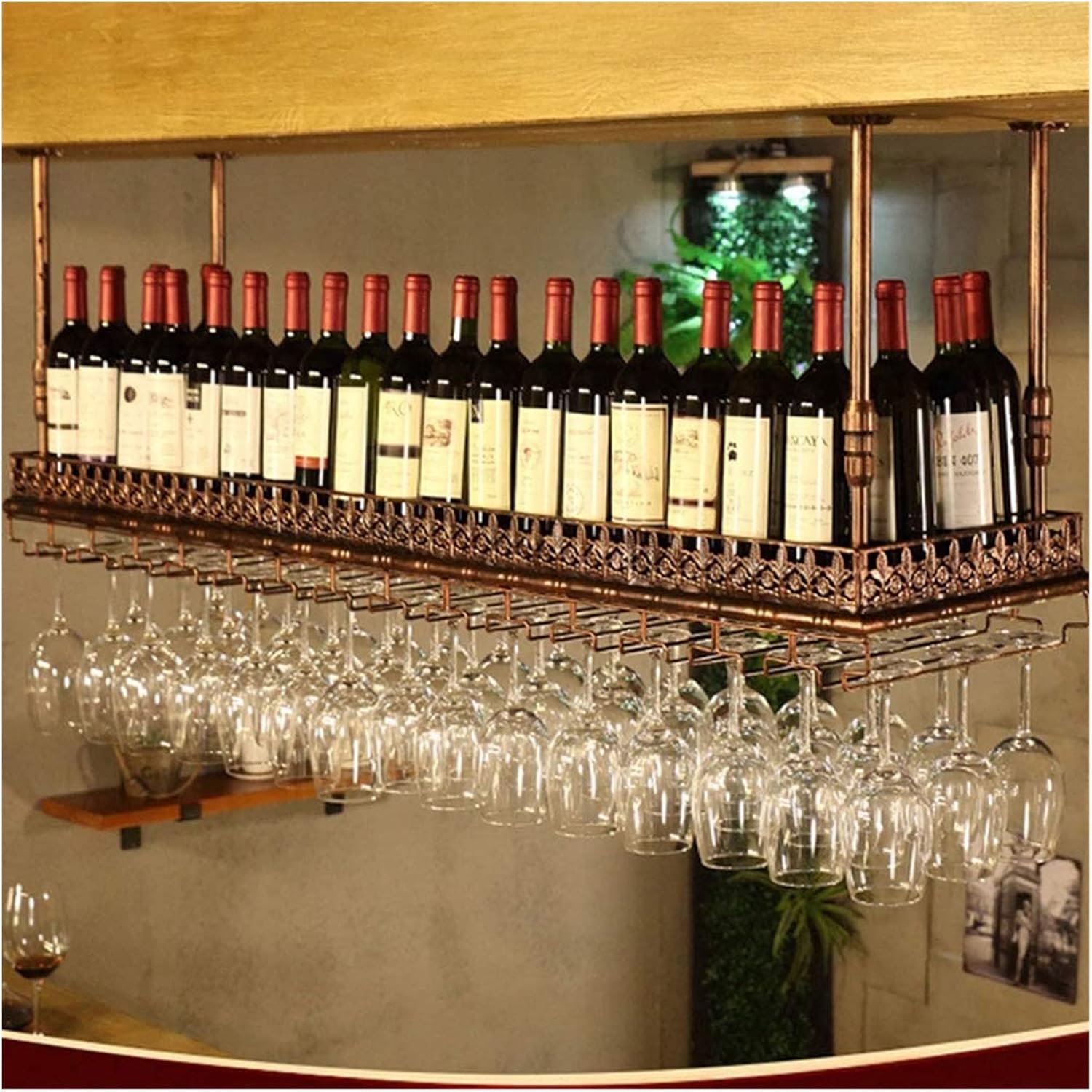 ALDEPO Wall-Mounted Wine Racks 150x35cm Bronze Tilted Straight