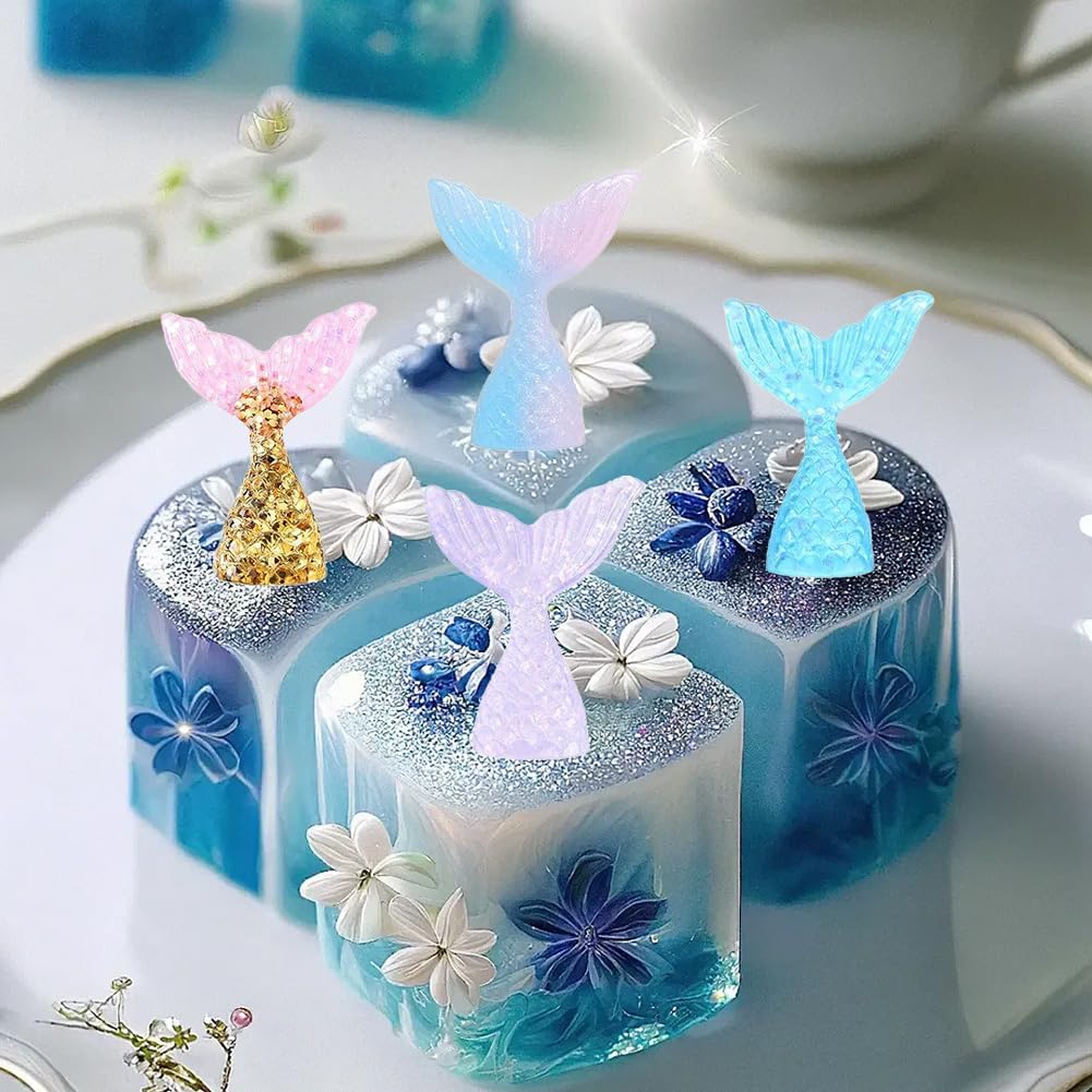 30 Pcs Glittering Mermaid Tail Cupcake Toppers
