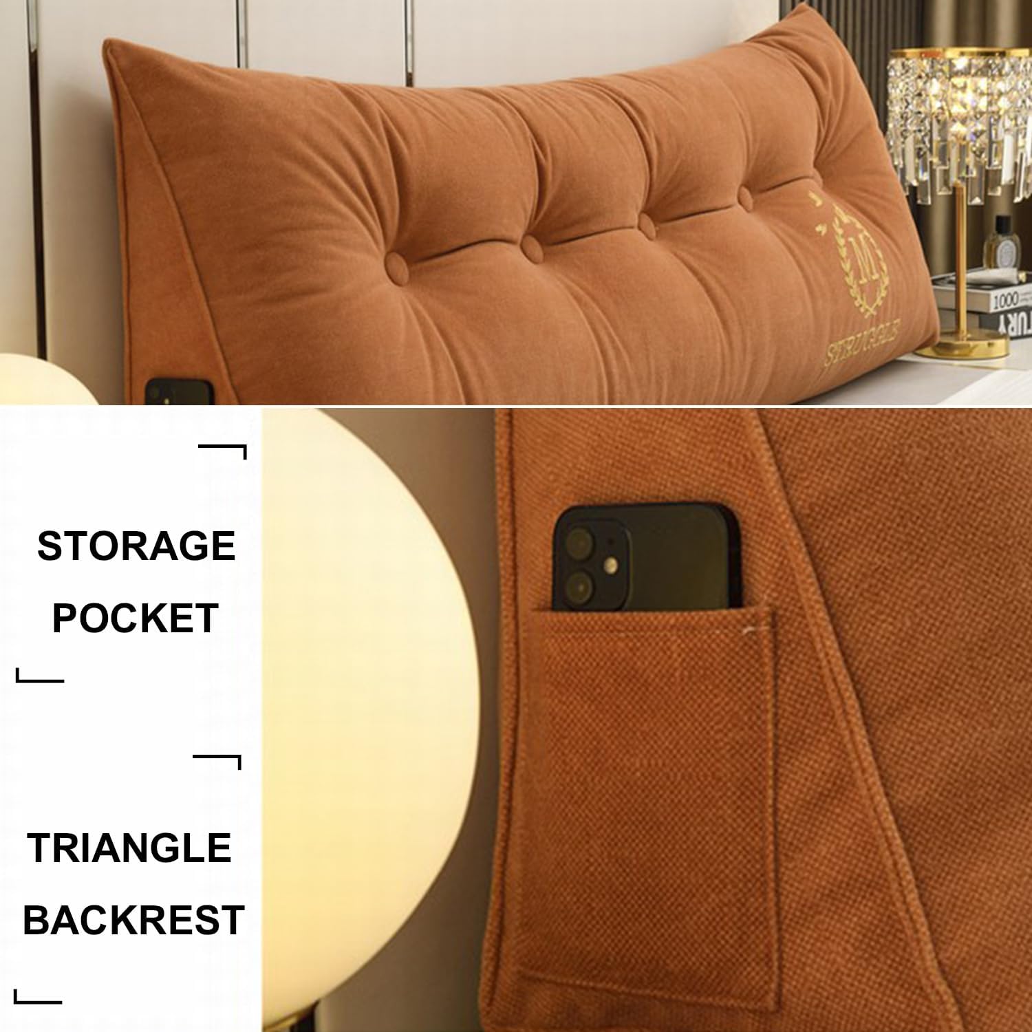 ZZYK Full Reading Pillows with Removable Cover Orange 50cm196 inches