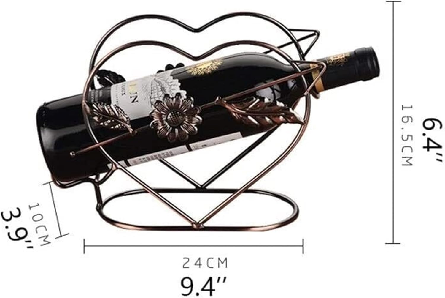 Freestanding Wine Rack in Heart Shape with Bronze Finish