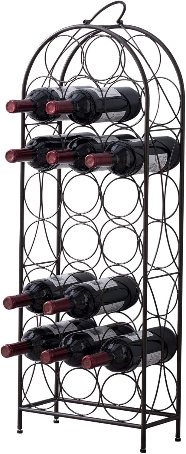 Kings Brand Furniture 23 Bottles Freestanding Wine Rack Pewter
