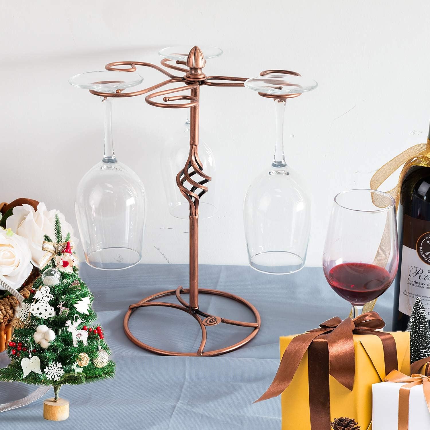 QPIX DIGITAL Wine Glass Rack Bronze 6 Hooks Elegant Storage 1