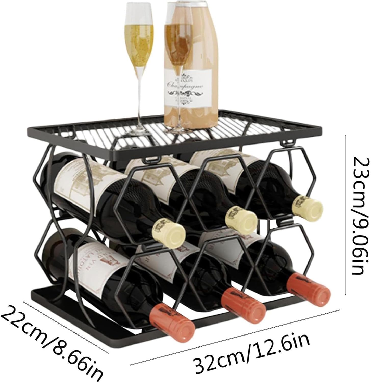 Modern Foldable Wine Rack for 6 Bottles