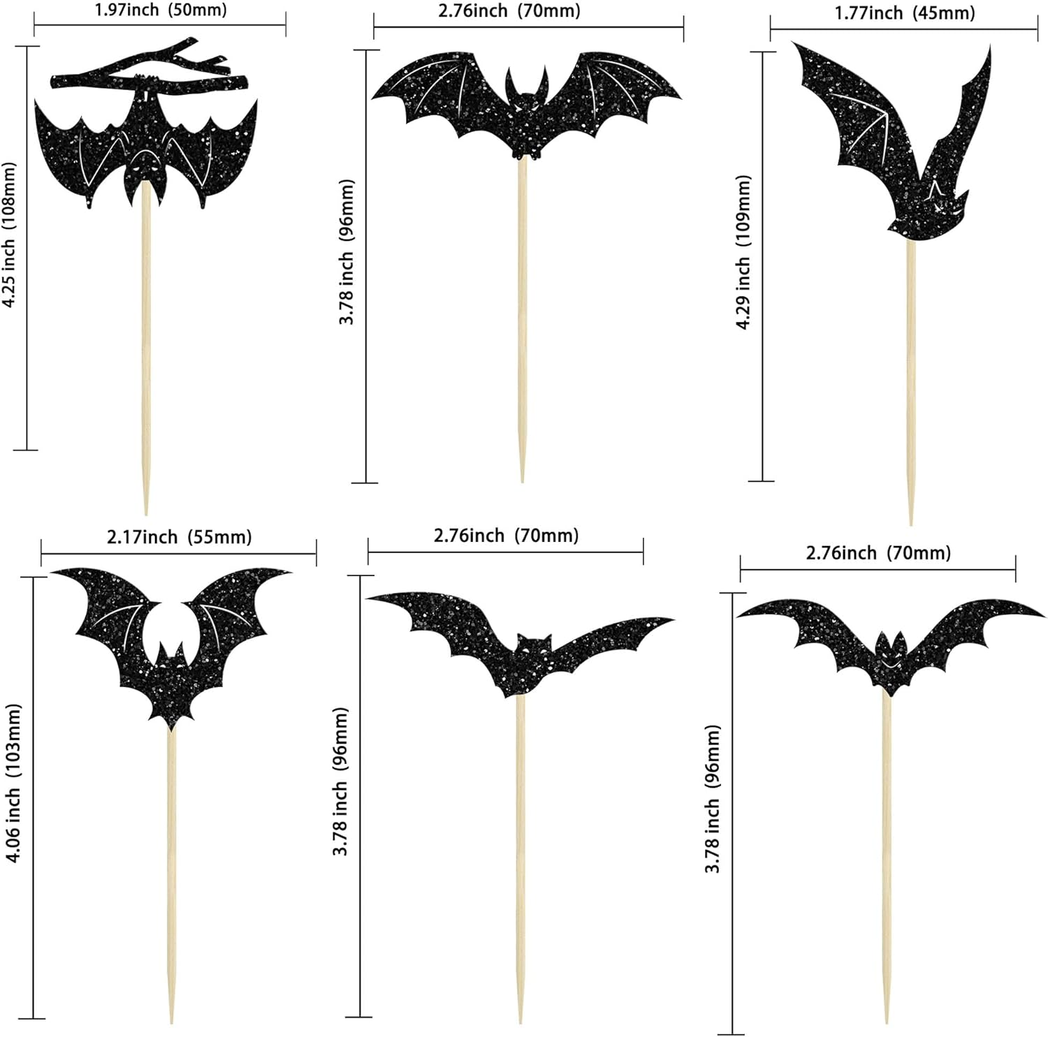 Gyufise 24Pcs Halloween Bat Cupcake Toppers 1