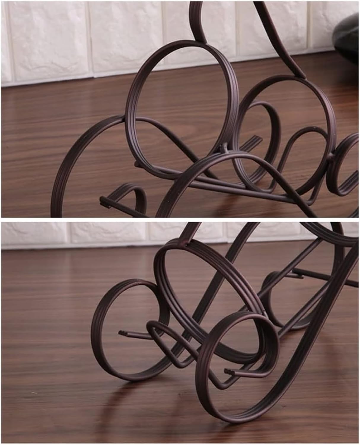 Freestanding S-Shaped Wine Rack with Wrought Iron Design