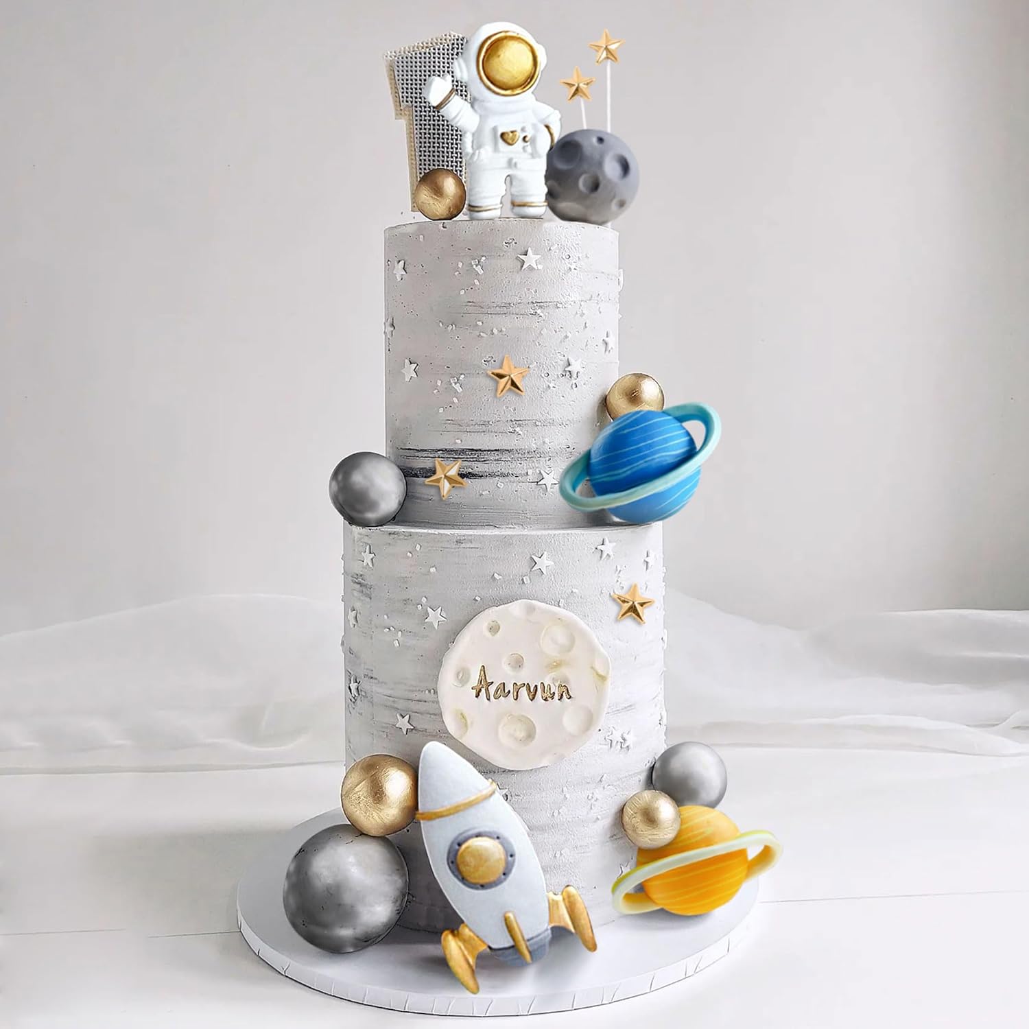 Space Cake Toppers with Astronaut Rocket Planets